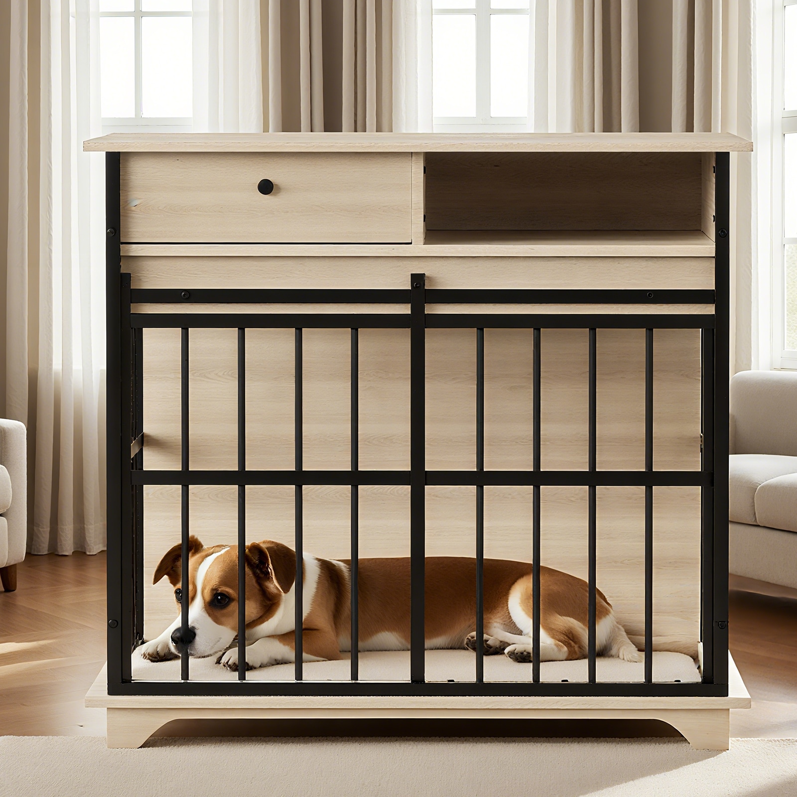 Dog cage furniture, small dog cage furniture is suitable for small dogs, wooden dog pen furniture