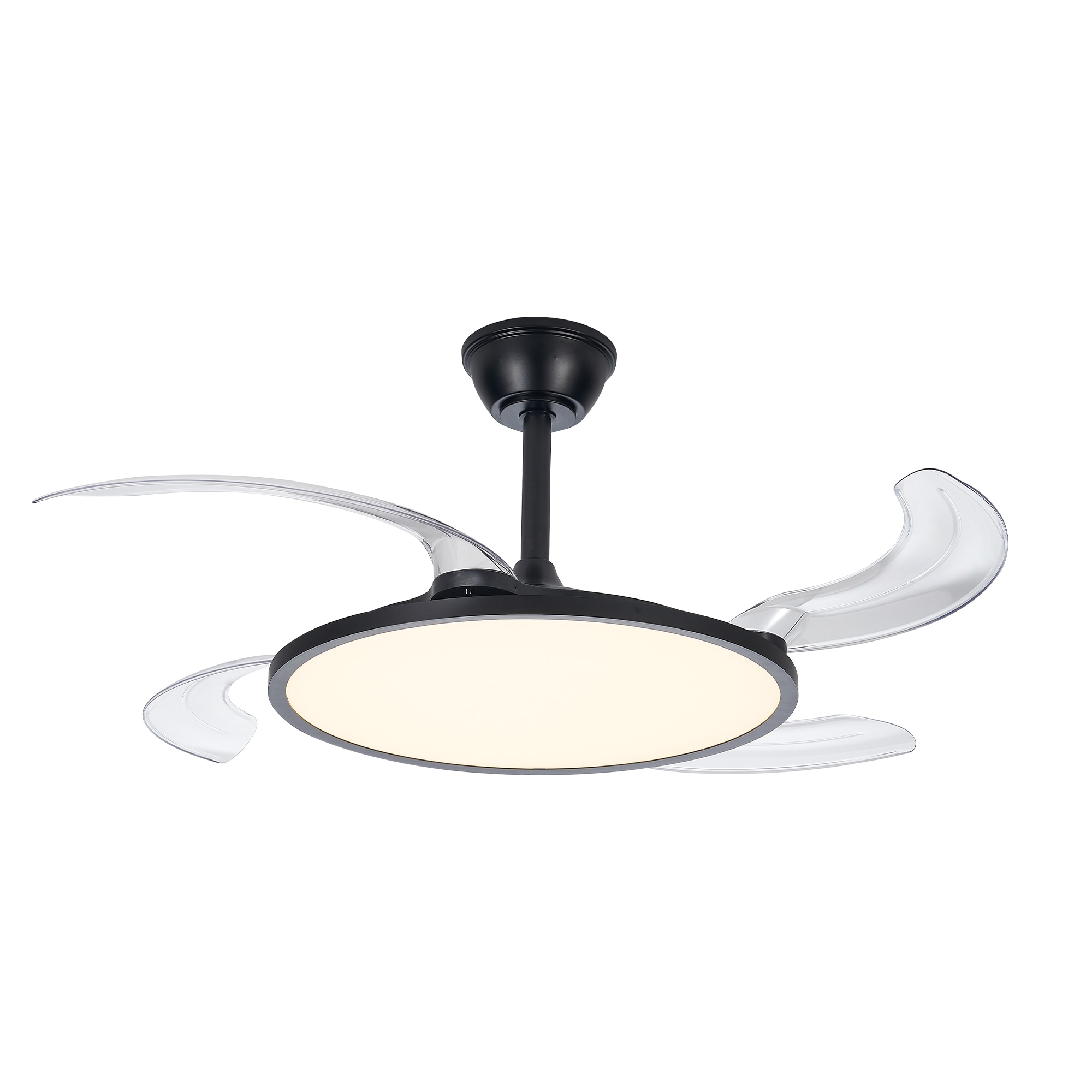 42 Inch Retractable Ceiling Fan,Low Profile Ceiling Fan with Light and Remote,Modern Black Fan with Retractable Blades for Dinning Room Living Room Bedroom,Dimmable,Timer Setting