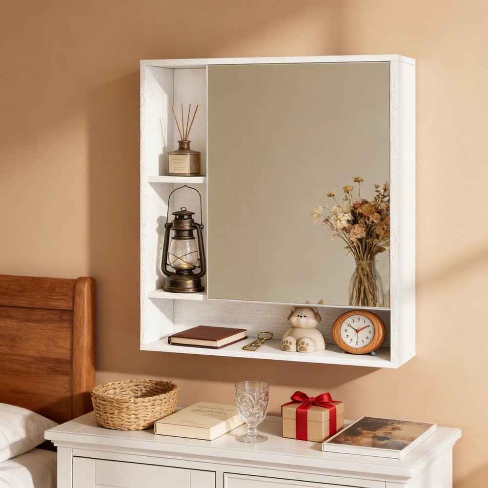 Wall Mounted Bathroom Cabinet with Mirror Single Door for The Bathroom, Living Room or Entryway