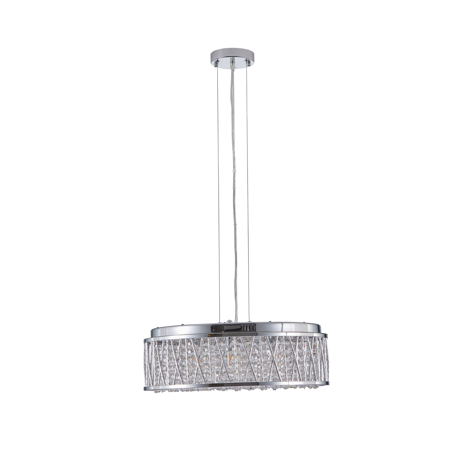 Modern Crystal Chandelier 19 Inches Aluminum+Iron Round Ceiling Light Flush Mount Ceiling Light Fixture for kitchen Island Dinning Bedrooms and Hallway (Bulb Not Included)
