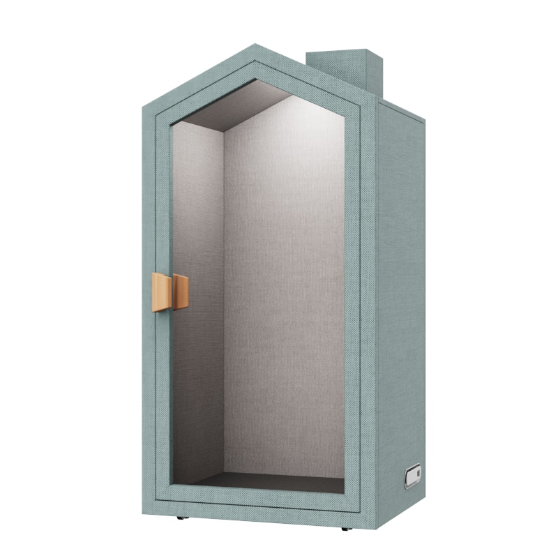1-Person Office Pod, Soundproof Phone Booth, Acoustic Privacy Workspace with Adjustable Fresh Air Ventilation, Eye-Care Reading Light, USB Power Supply & Hidden Casters