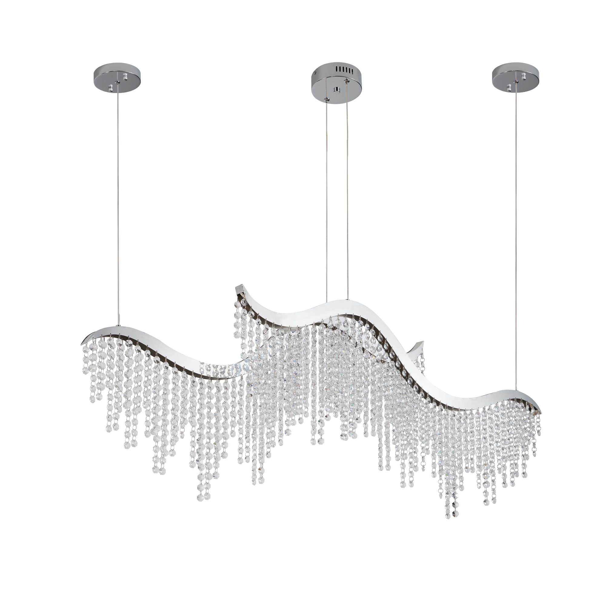 36-inch Modern Wave LED Crystal Chandelier - Adjustable Color Temperature 3000K/4000K/6000K - Adjustable Height - Elegant Chandelier for Living Room and Luxurious Space