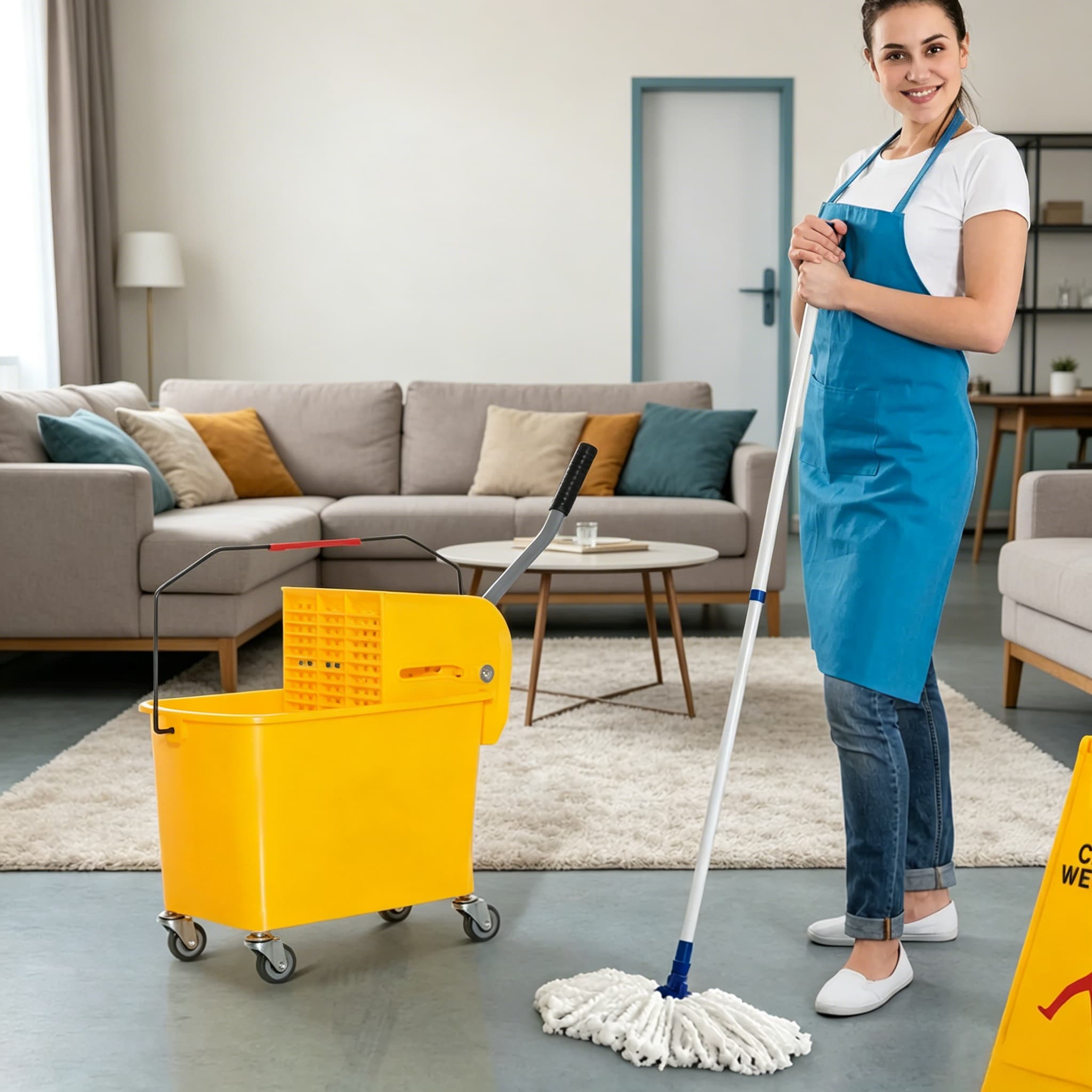 Compact Mop Bucket with Wringer, Mop Bucket on Wheels