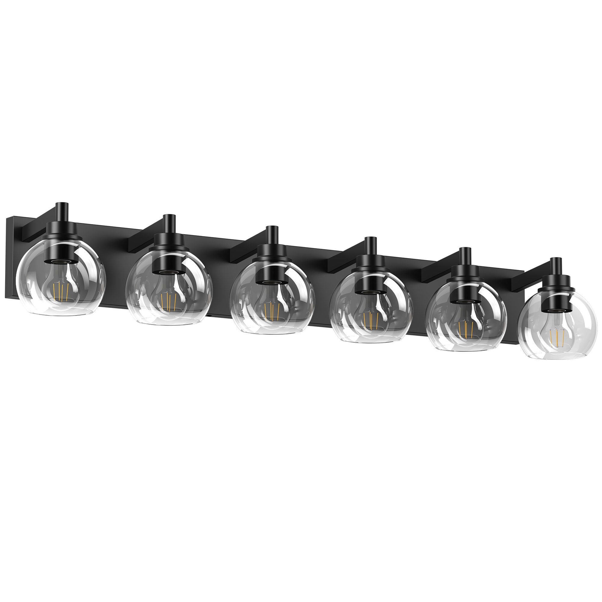Farmhouse Bathroom Vanity Light Fixtures, 6-Light Bathroom Light Fixtures Over Mirror, Rustic Sconces Wall Lighting with Glass Shade for Living Room, Bedroom, Hallway