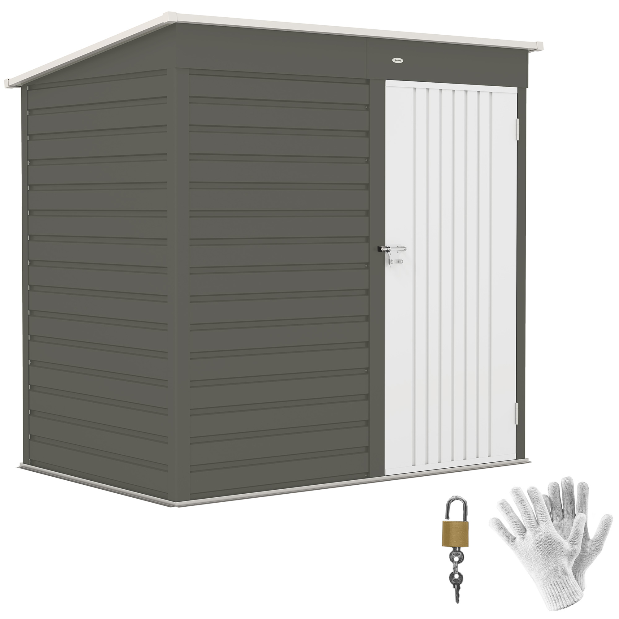 6' x 4' Outdoor Garden Shed, Metal Storage Shed with Lockable Door and Gloves for Backyard Garden Patio, Light Gray