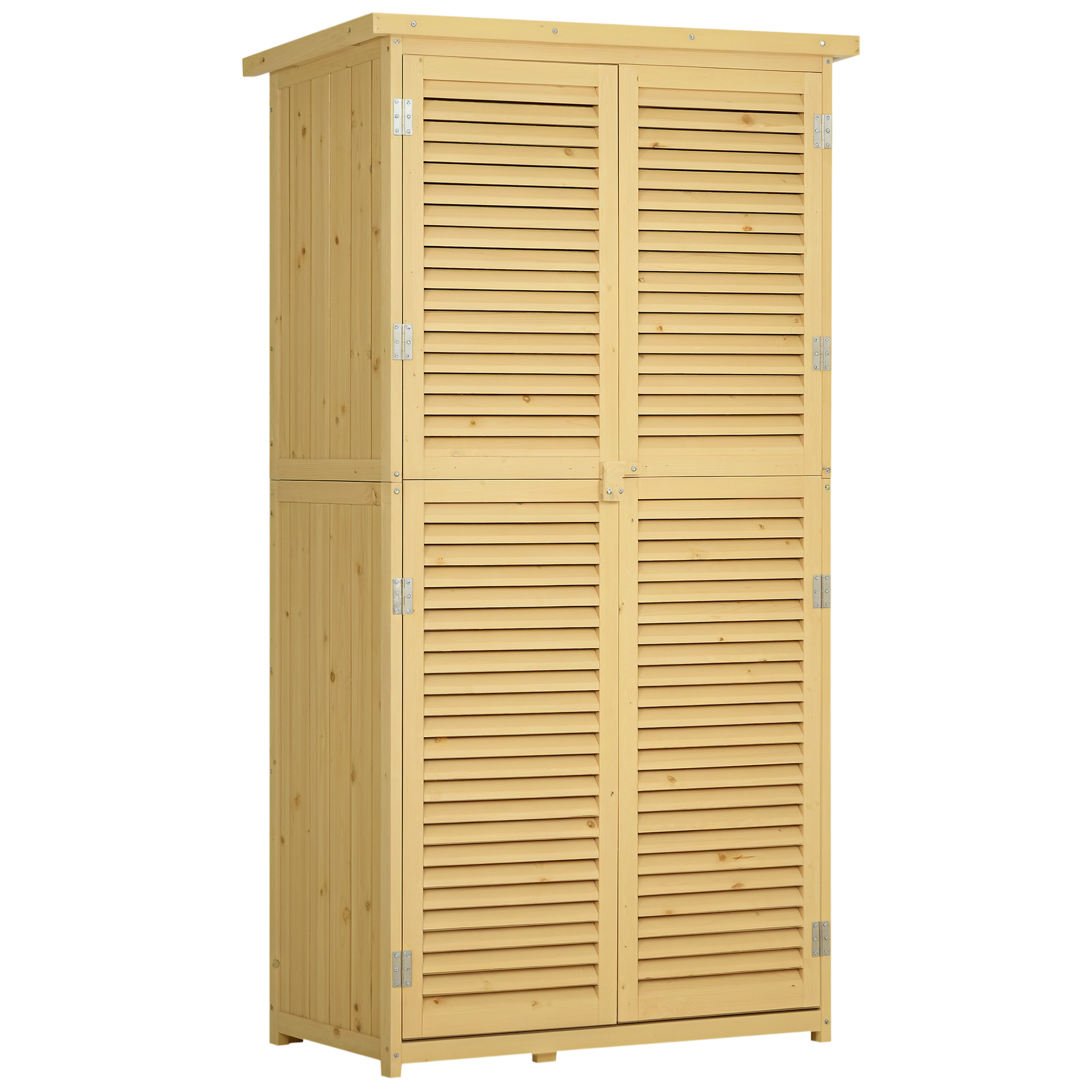 5' x 3' Wooden Garden Storage Shed, Sheds & Outdoor Storage with Asphalt Roof & 2 Large Wood Doors with Lock, Natural