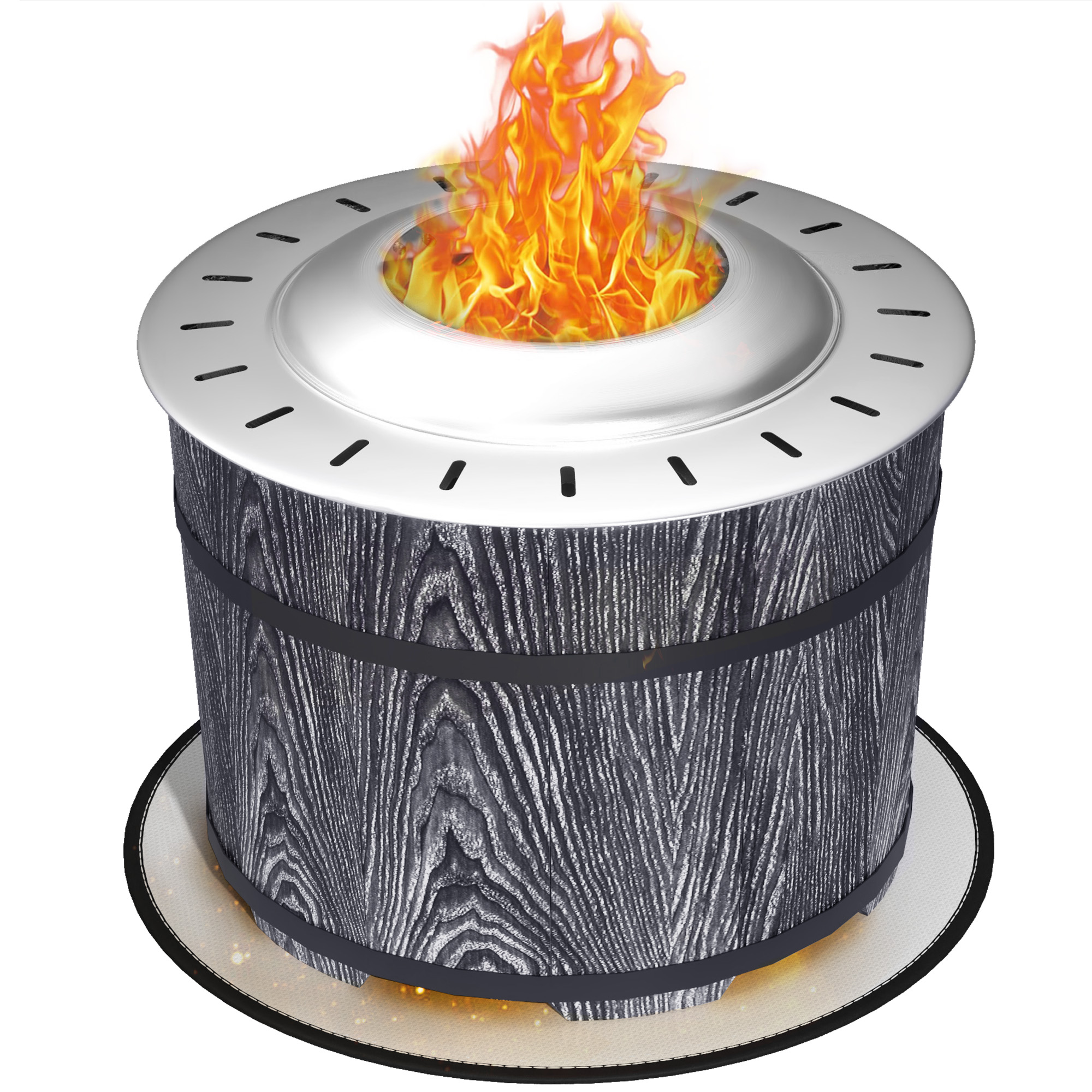 Smokeless Fire Pit, Portable Camping Bonfire Stove with Mat for Backyard, Patio, Picnic, Magnesium Oxide, Black