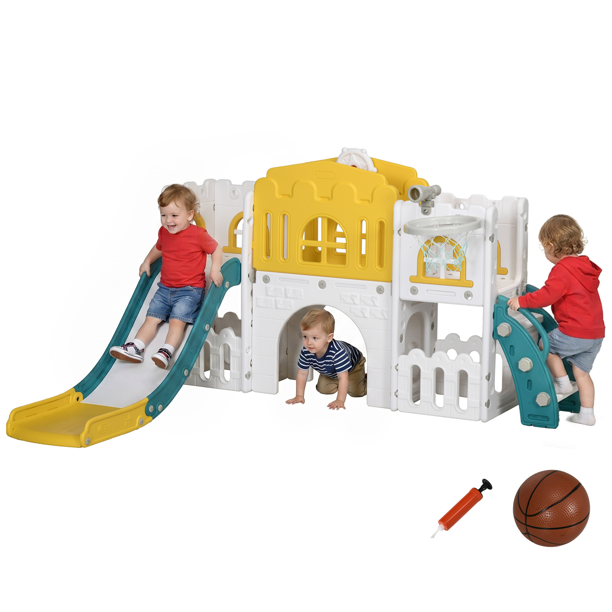 9-in-1 Toddler Slide for Ages 1-3 Years with Basketball Hoop
