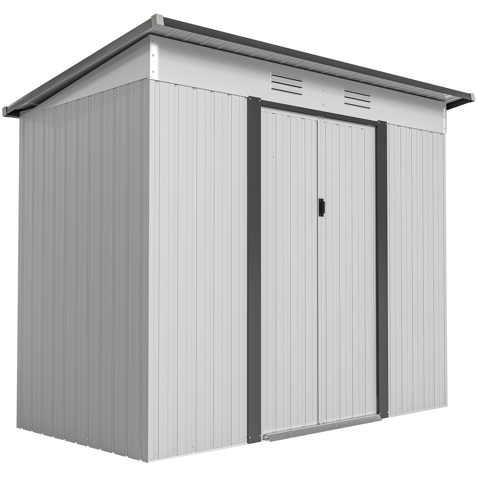 8' x 4' Metal Garden Shed, Backyard Tool Storage Shed with Dual Locking Doors, 2 Air Vents and Steel Frame, White
