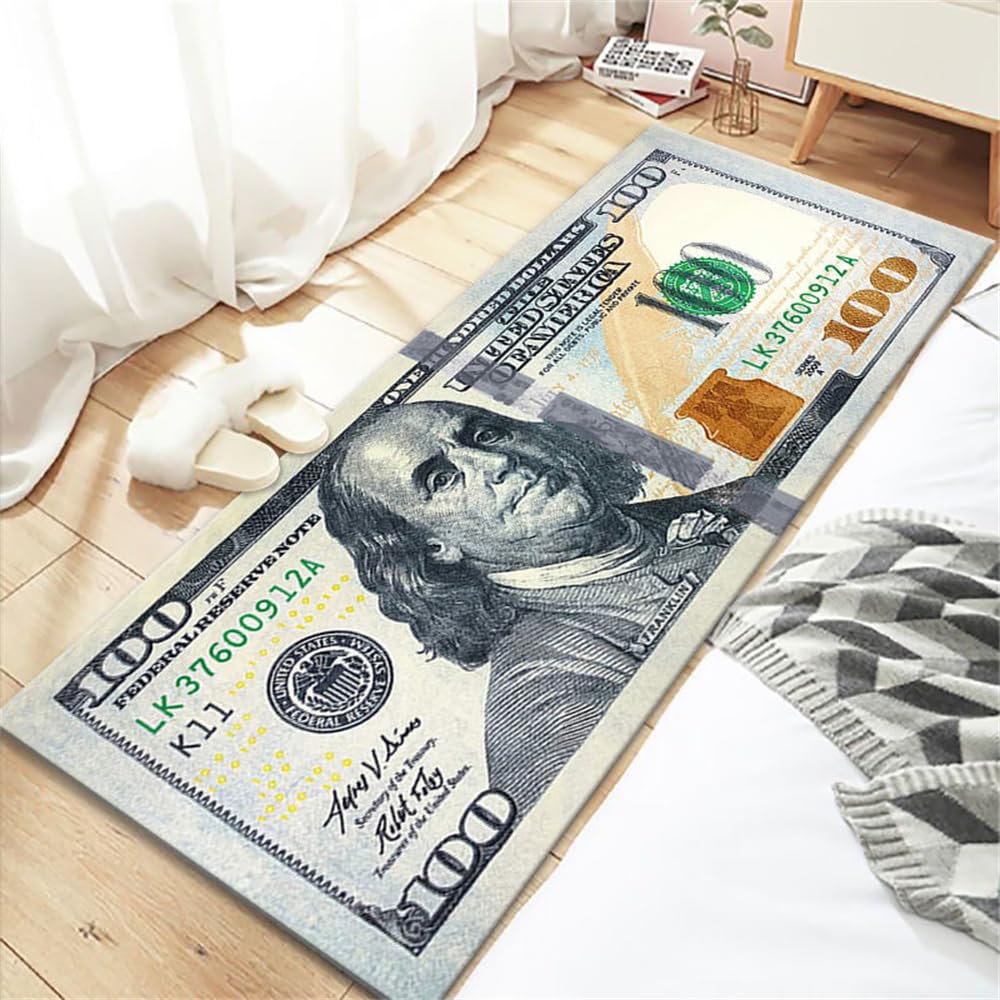 New 100 Dollar Design Currency Area Rug, Doormat Non-Slip Doormat for Living Room Bedroom Kitchen Indoor Outdoor Carpets (New 100 Dollar）