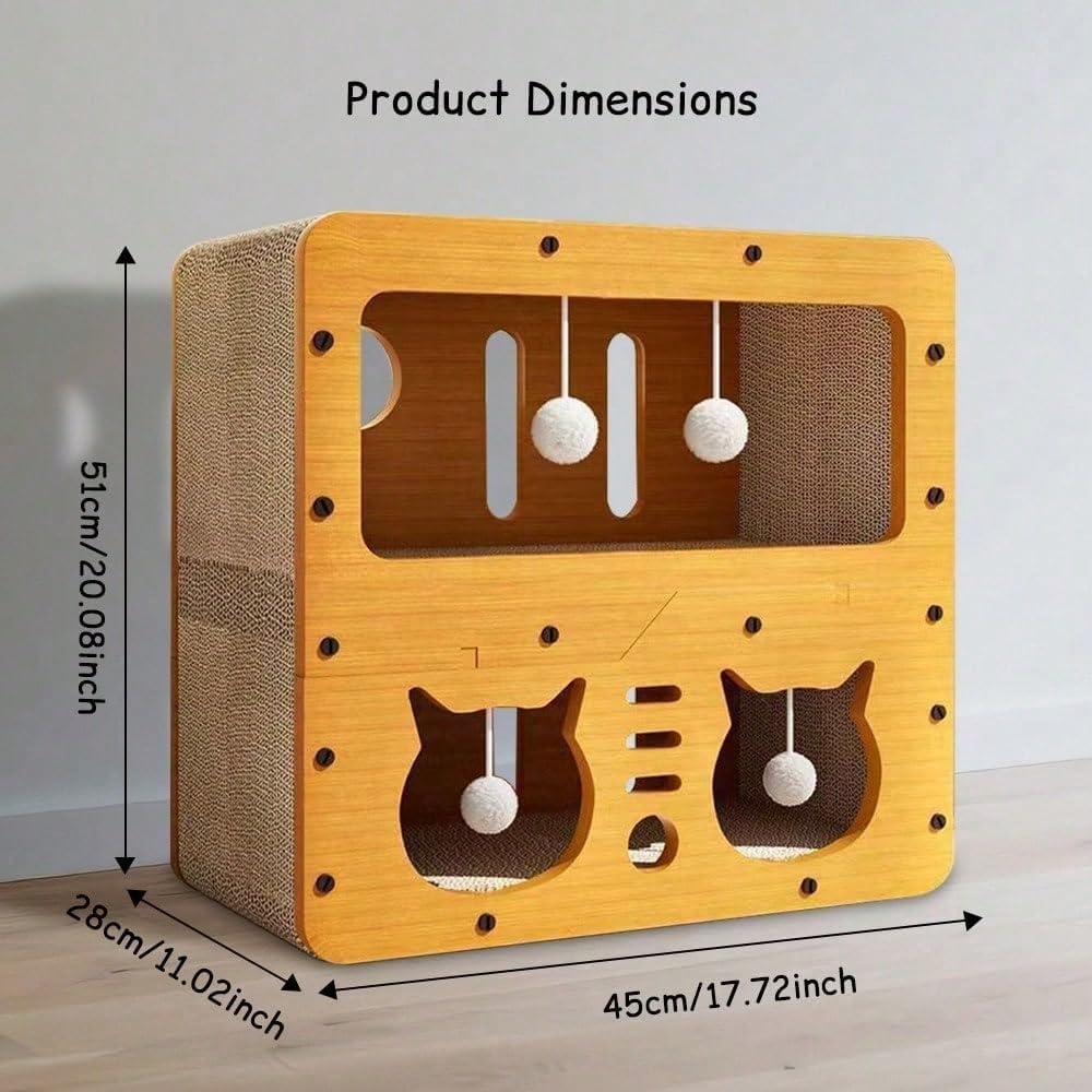 3-in-1 Scratcher Cat House – Save Your Furniture Combines Play Cave, Cozy Bed & Scratching Pad. Durable Cardboard, Reduces Stress. Ideal for Indoor Cats Who Love to Scratch, Play & Nap 