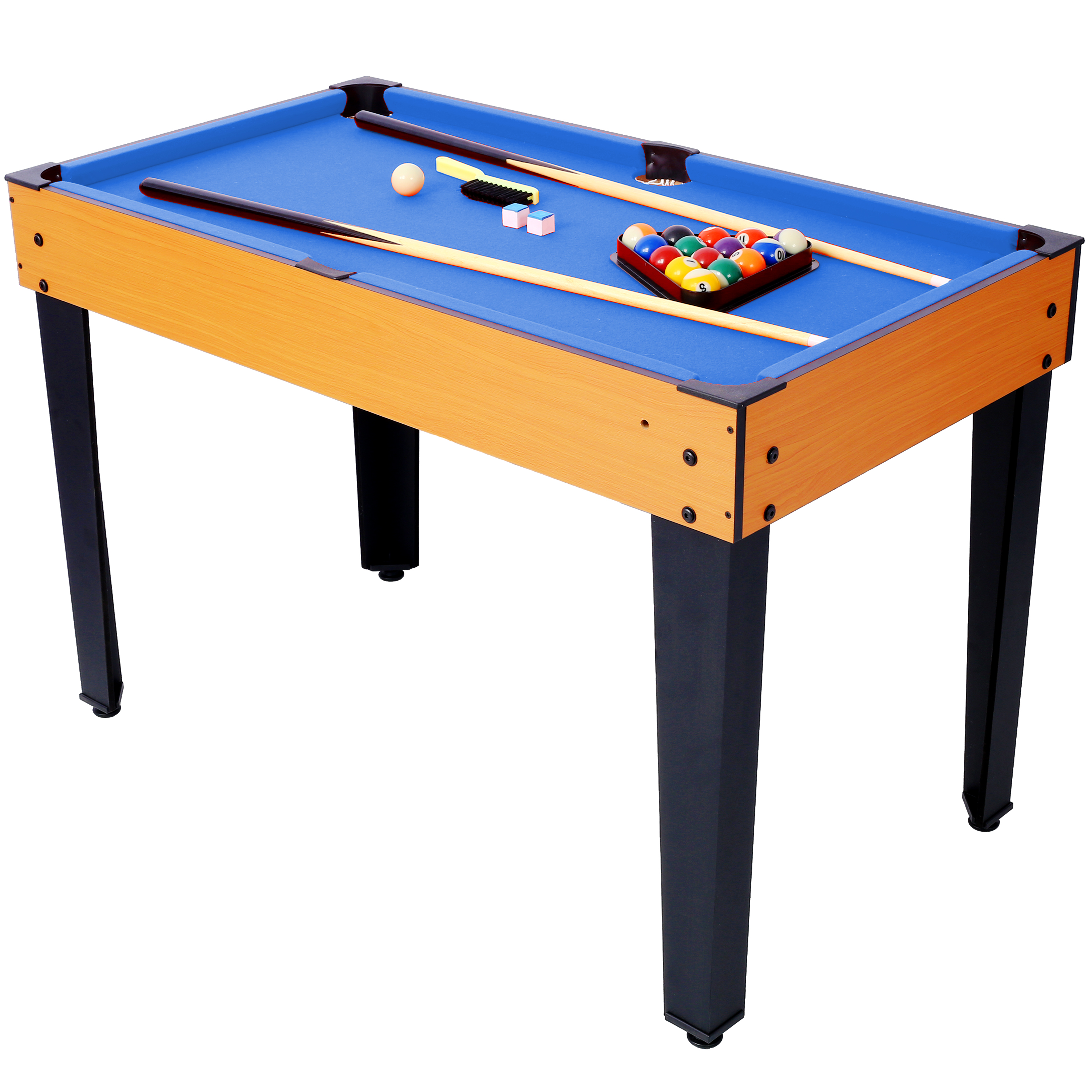 5-in-1 Multi-Game Table - Billiards, Push Hockey, Foosball, Ping Pong, and Basketball  brown /blue, Brown