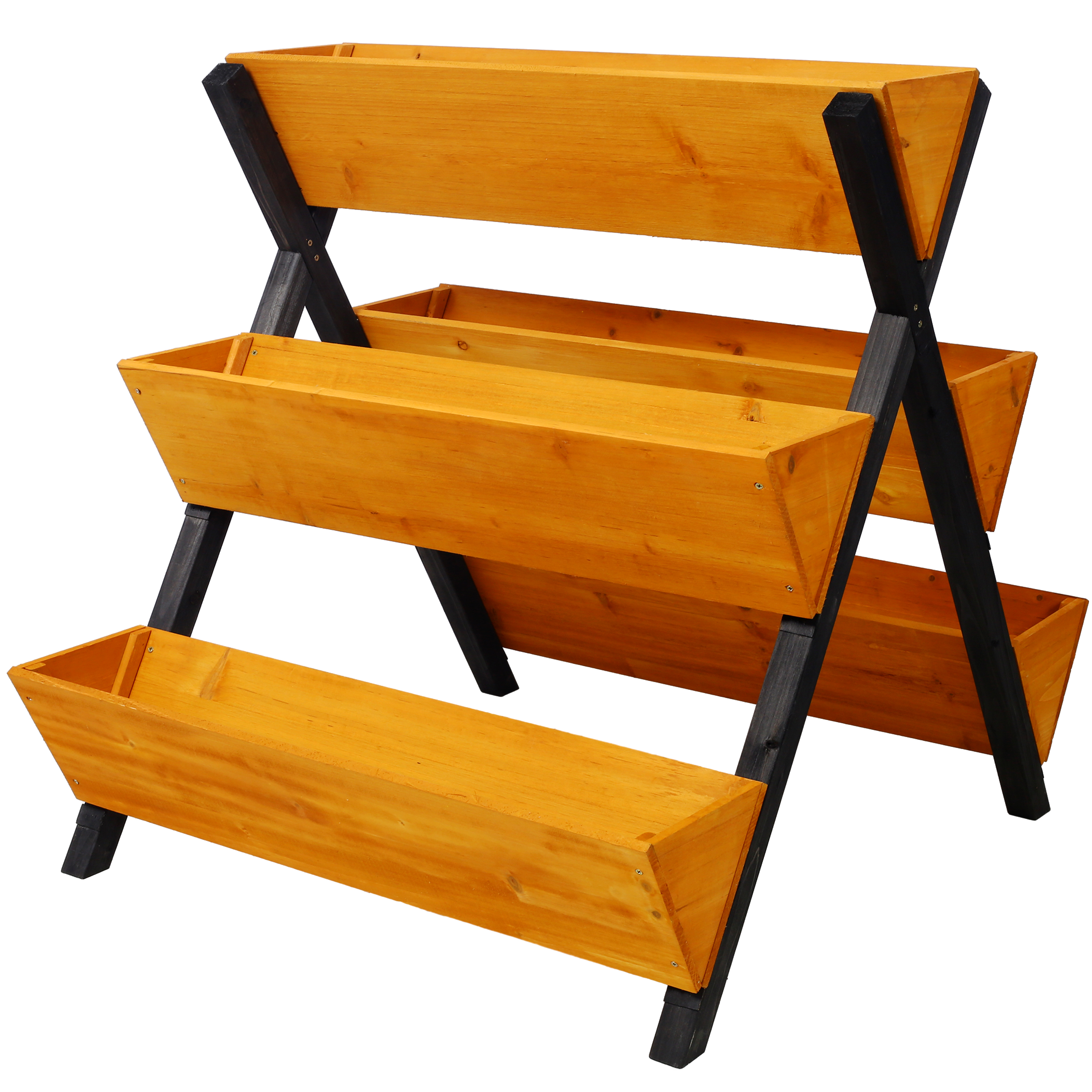 3 Tiers Wooden Vertical Raised Garden Bed with Legs,Brown Planter Raised Beds Kit for Flowers Herbs Vegetables, Brown