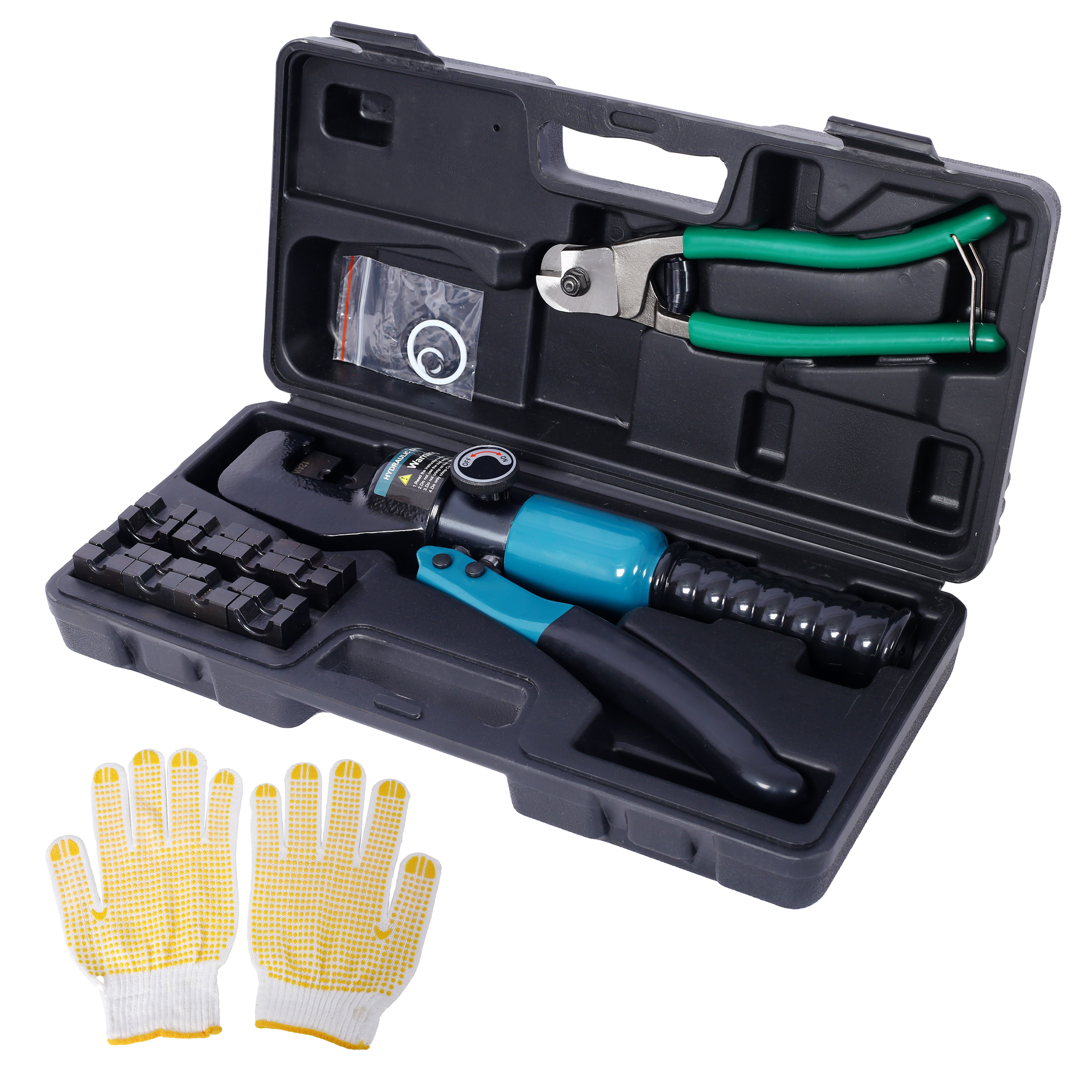 Hydraulic Hand Crimper Tool,Hydraulic Wire Terminal Crimper Swager Battery Cable Lug Crimping Swaging Tool with 9 Pairs 