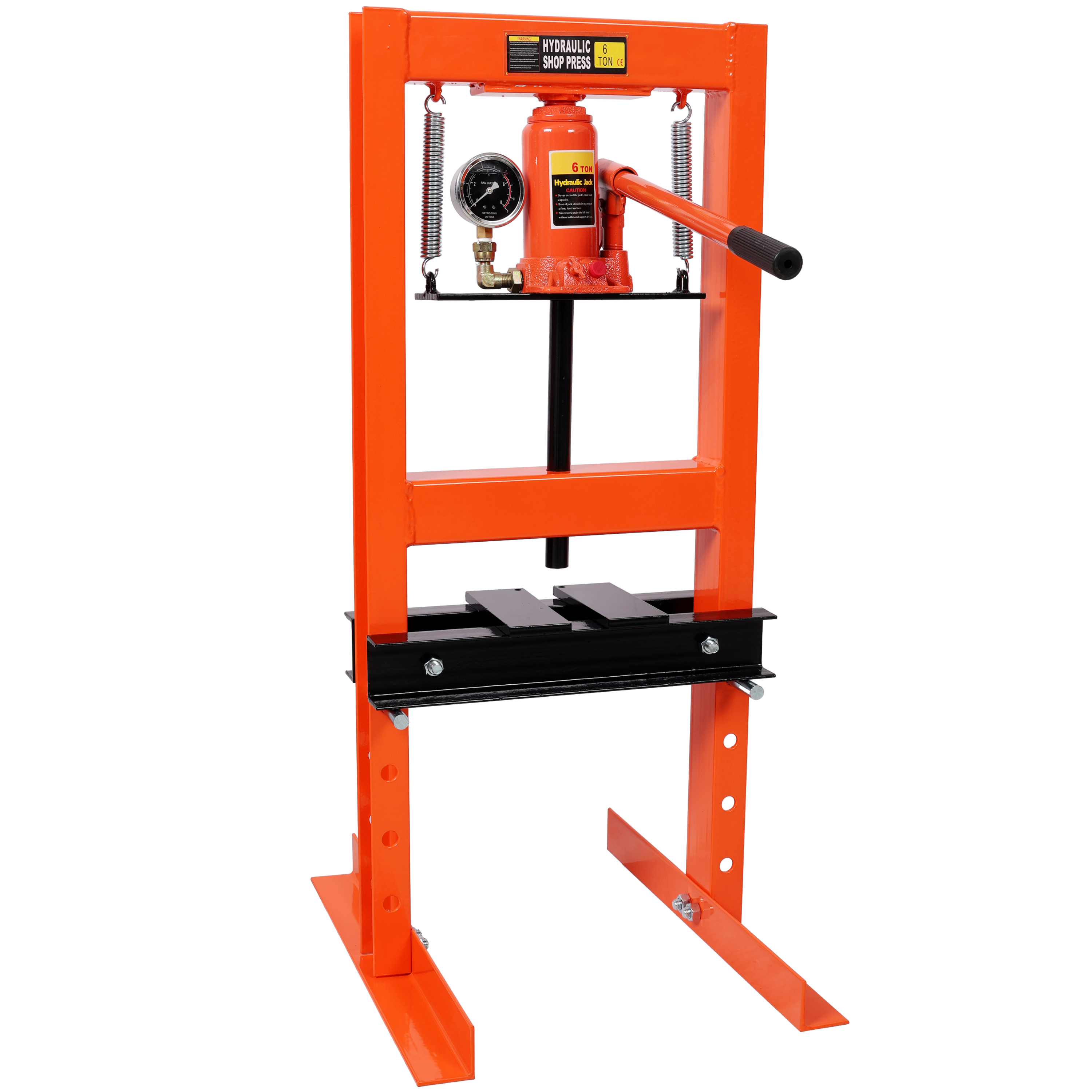 6Ton Bottle Jack Shop Press with Gauge, Bend, Straighten, or Press Parts, Install Bearings, U-Joints, Bushings, Ball Joi, Orange