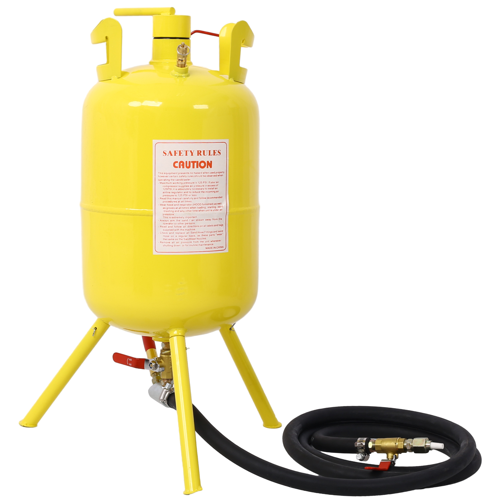 Portable 5-Gallons Air Sand Blaster Handle Sandblasting 5-Gal Air Media Abrasive Blasting Tank w/Blast Gun, yellow, Yellow