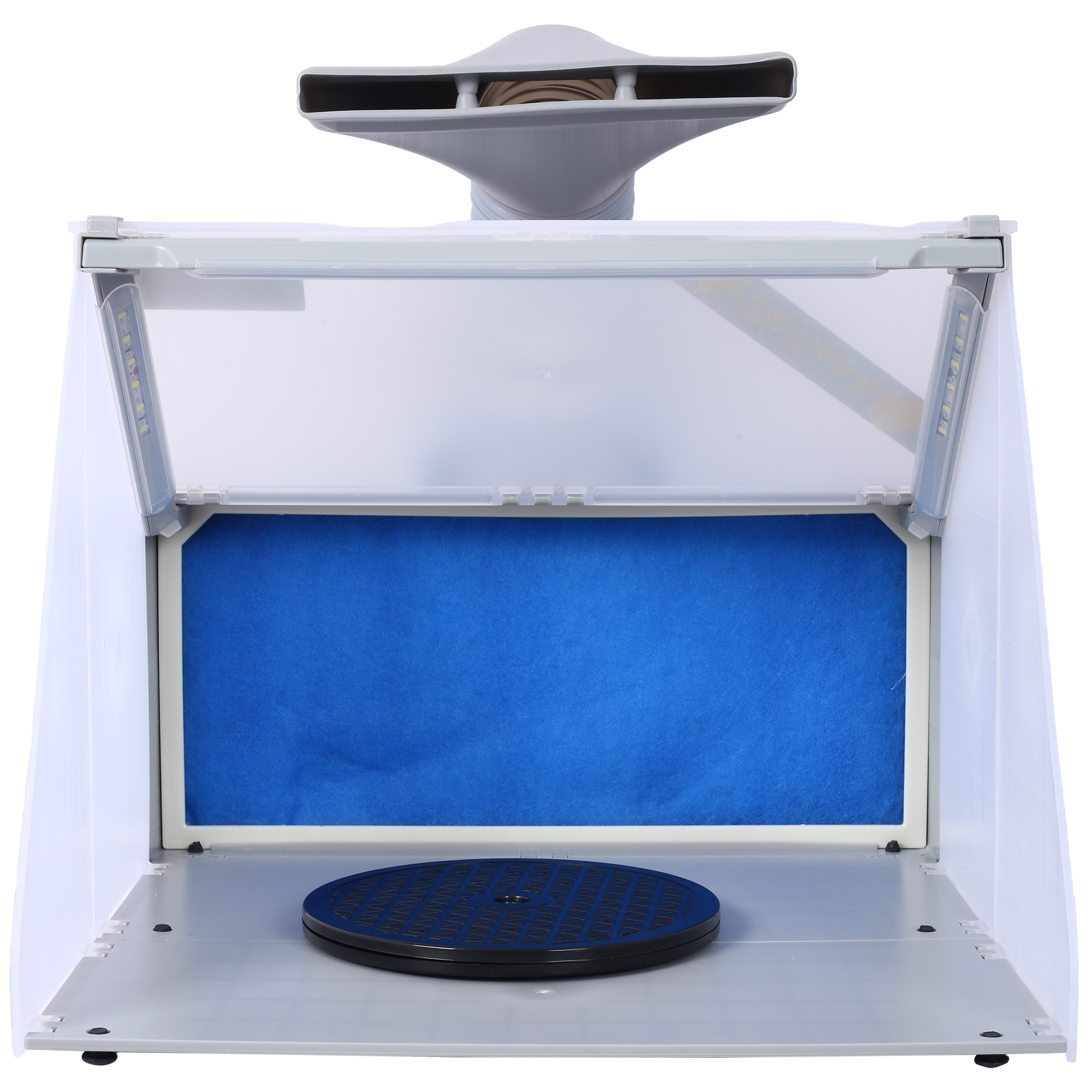 Portable Airbrush Spray Booth with 3 LED Lights, Extra Replaceable Extra Filter Pad, Turn Table and 6ft Exhaust Extensio, Gray