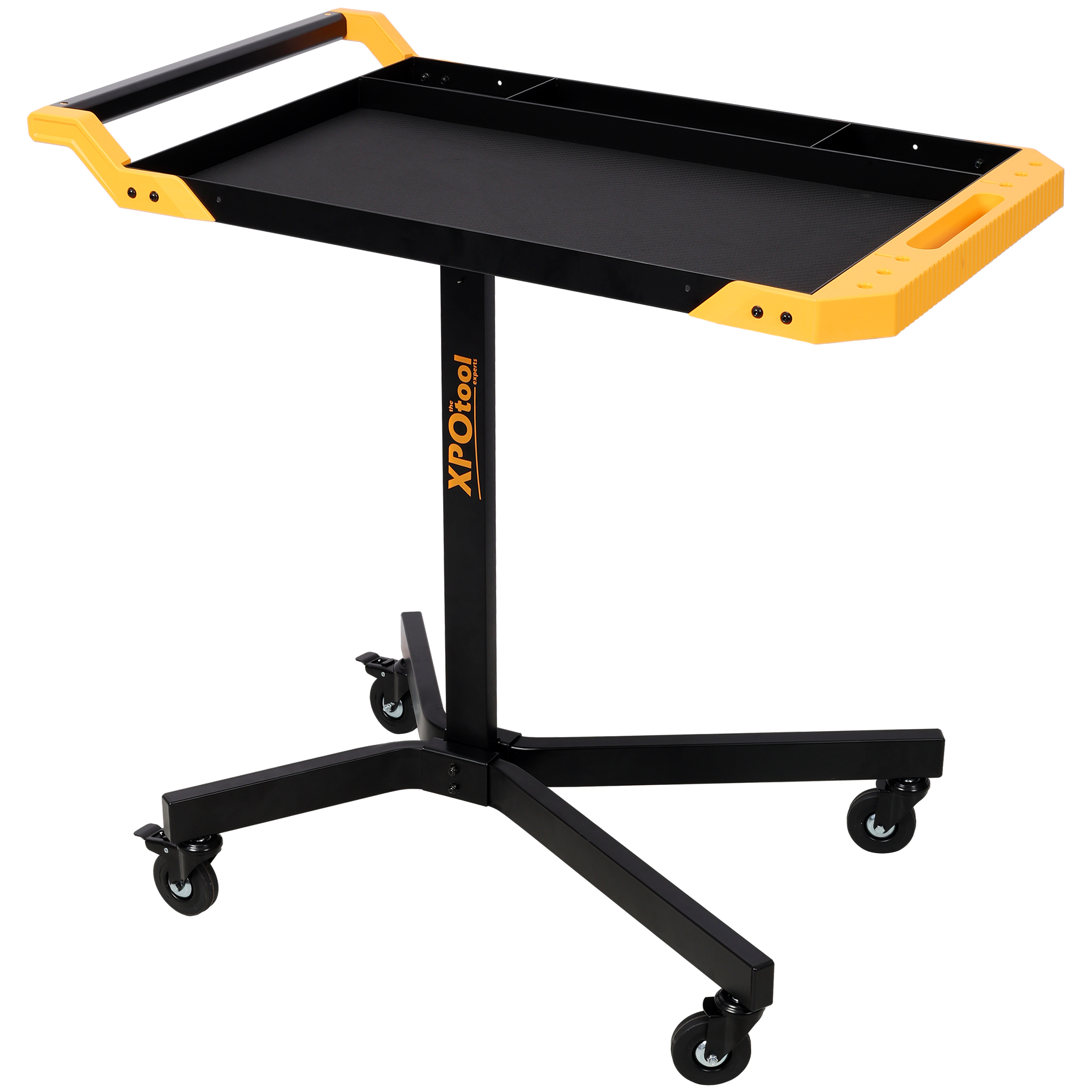 Adjustale Height Mobile Work Table,Rolling Tool Tray Table,Repair Shops, and DIY, Portable, Yellow+Black