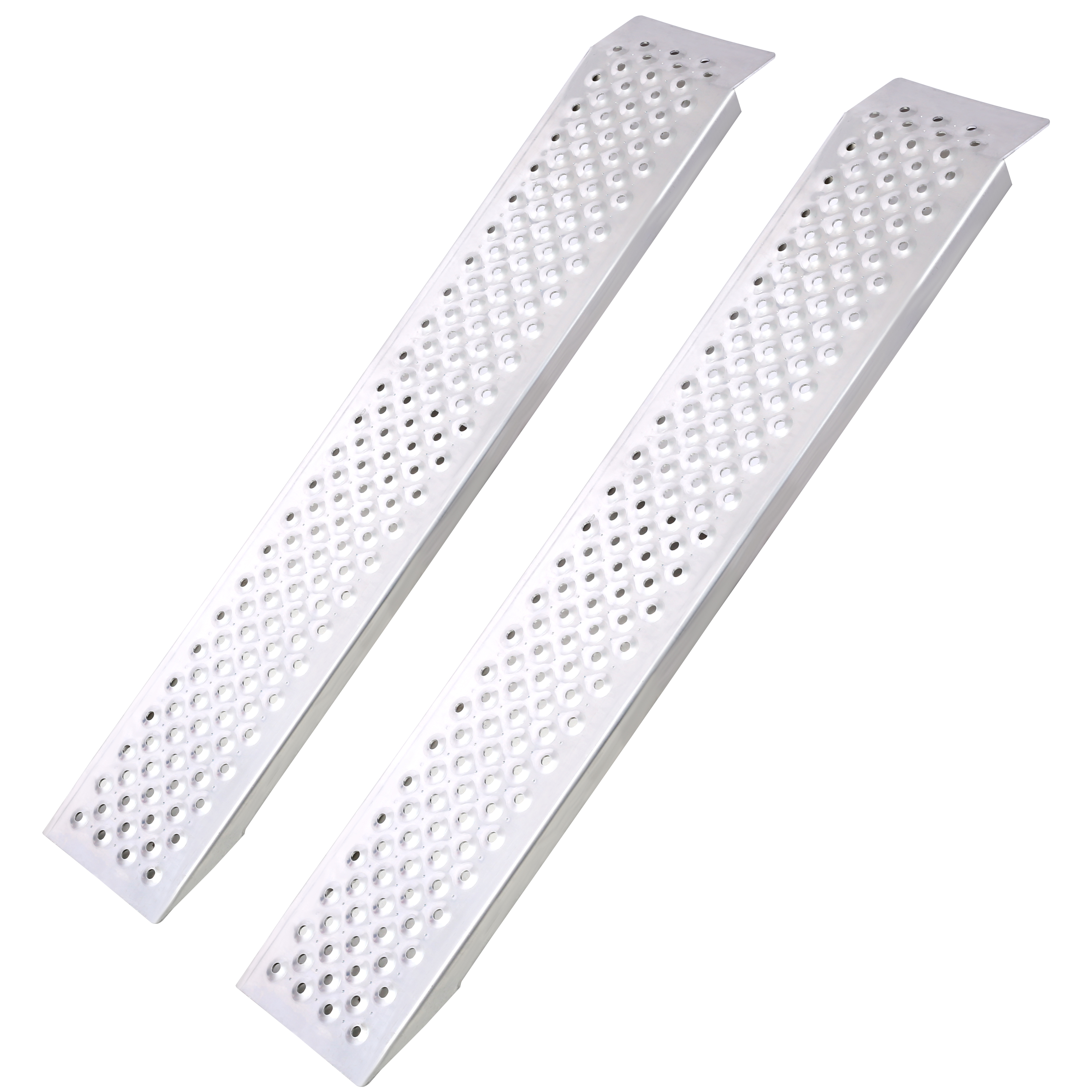 4FT Aluminum Shed Ramps 2PC, Outdoor Loading Ramps for Shed Curb Steps Stairs, Golf Cart Ramps, Four Wheeler Ramps for H, Silver