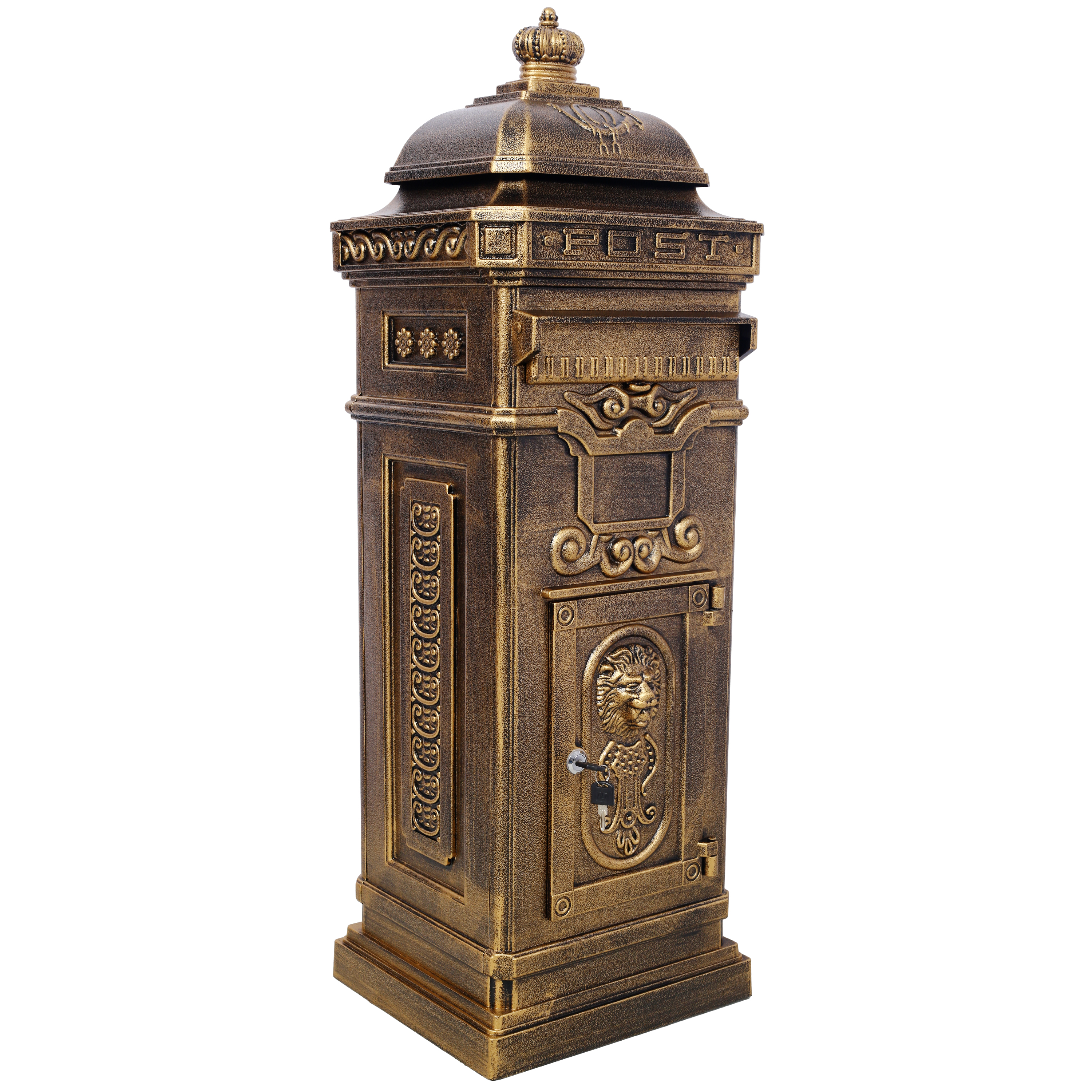 Mailboxs Mailboxes Residential The Court Large-Capacity Letter Box, Garden Floor Safety Mailbox, Outdoor Rainproof Postb, Copper