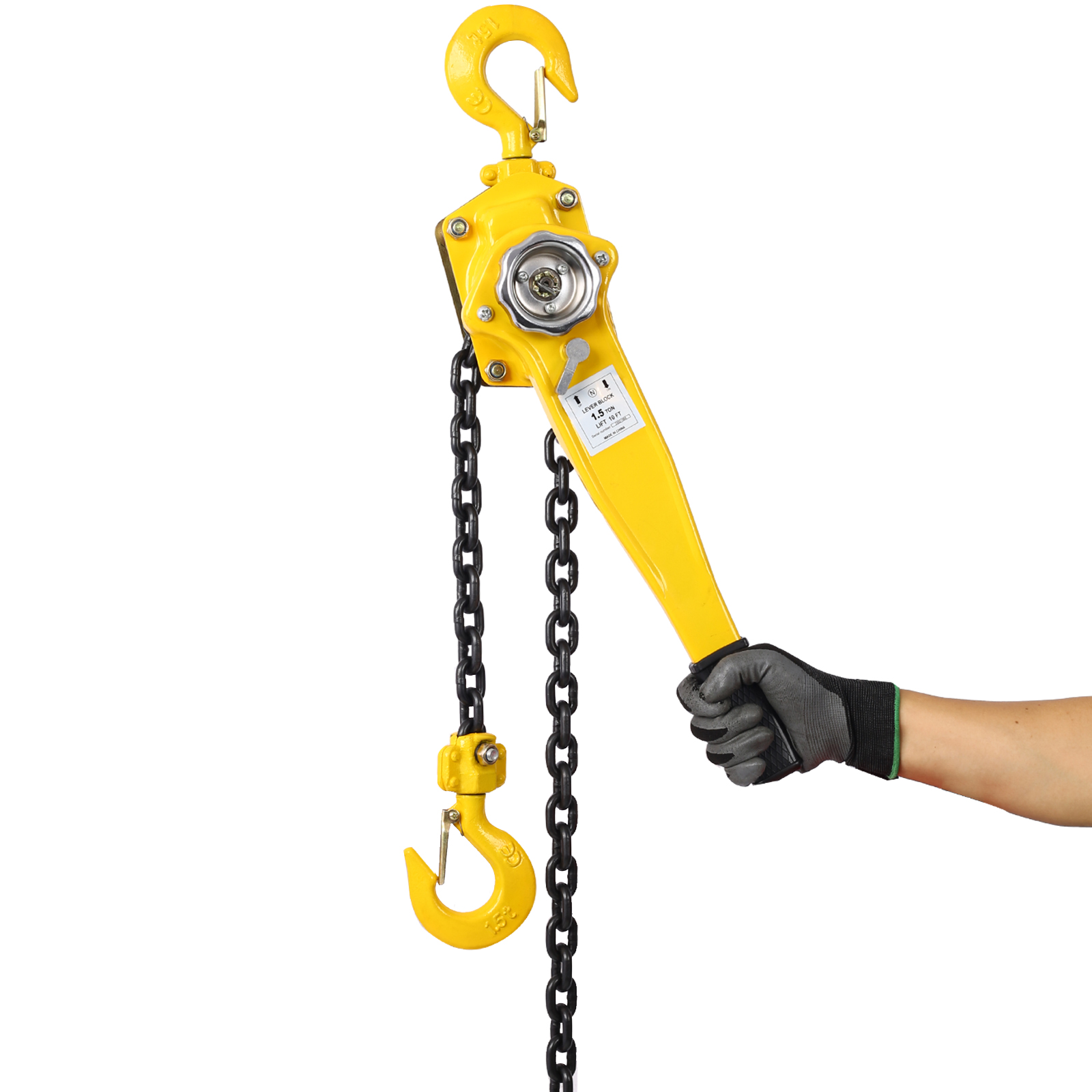 Lever Chain Hoist 3 Ton 6600LBS Capacity 10 FT Chain Come Along with Heavy Duty Hooks Ratchet Lever Chain Block Hoist Li, Yellow