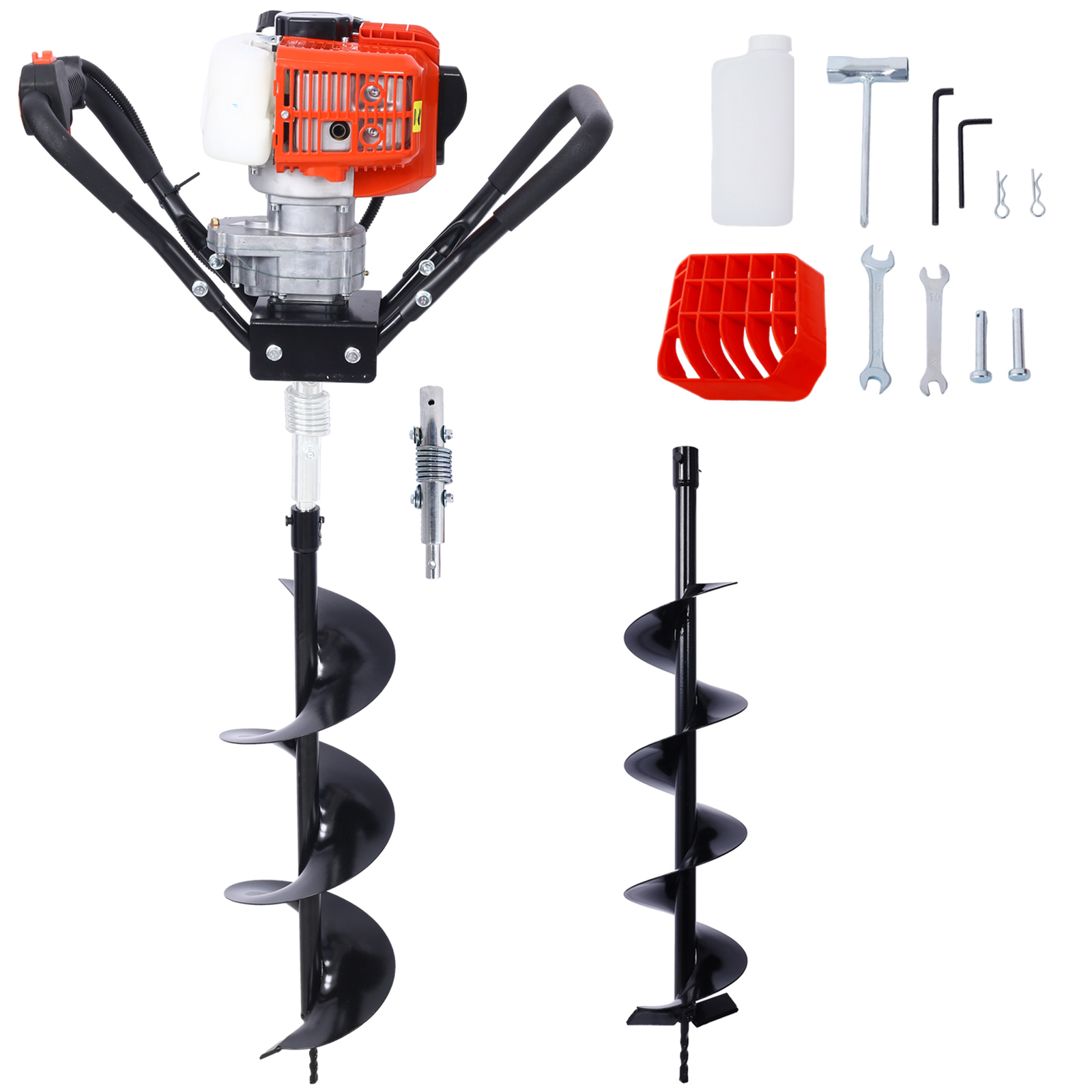 Post Hole Digger, 43cc  Post Hole Digger, Gas Powered Earth Digger with 6&8