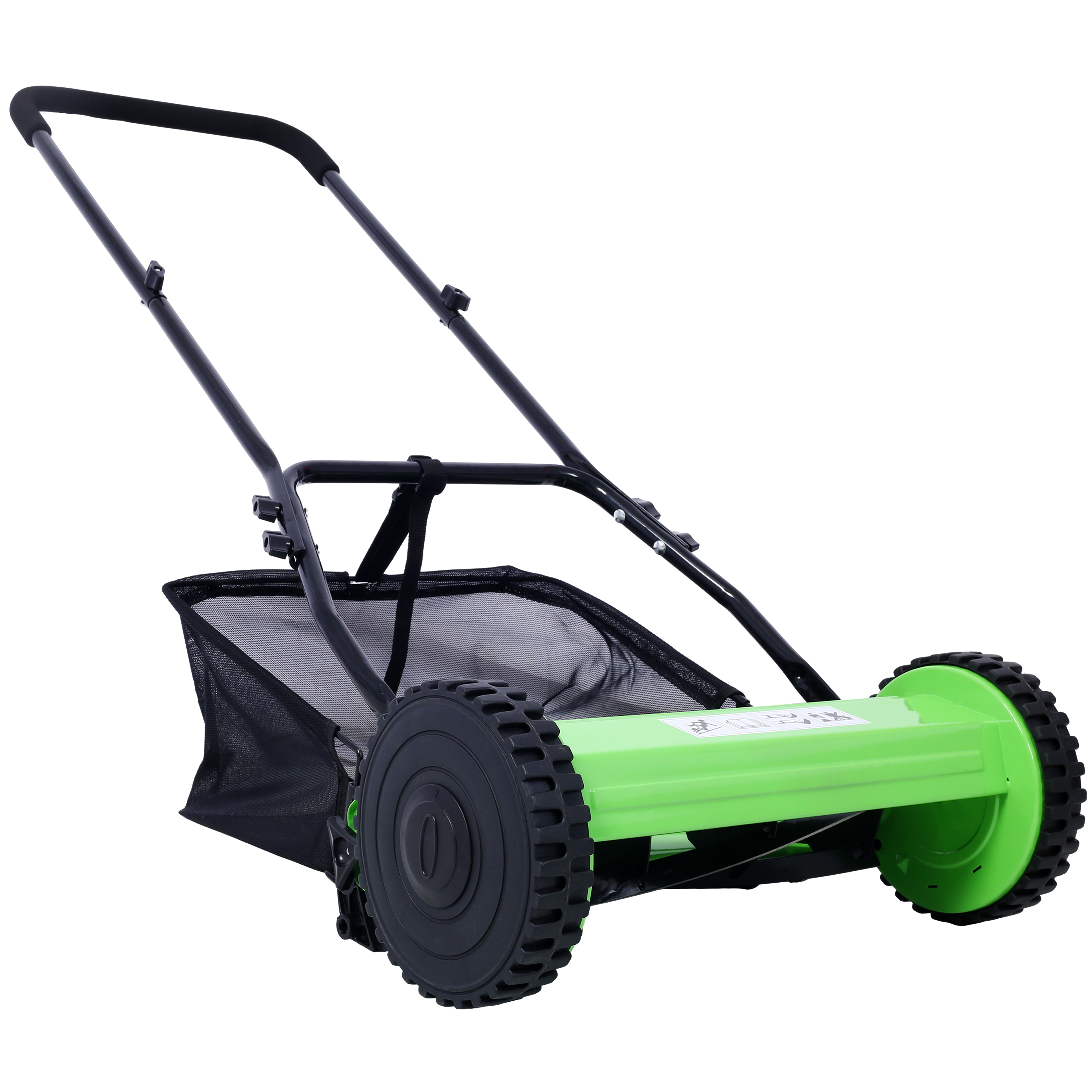 16-Inch 5-Blade Push Reel Lawn Mower with Grass Catcher, GREEN COLOR, Green
