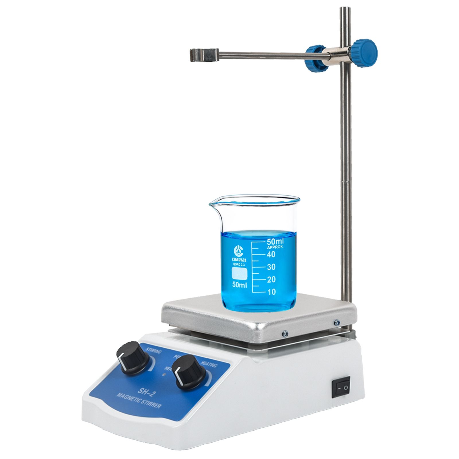 Magnetic Stirrer Hot Plate 2000ml Magnetic Hotplate Stirrer 100-1600rpm Adjustable Speed Stir Plate Hot Plate Stirrer 200 Centigrade Magnetic Stirrer with Support Stand for Home Lab Kitchen Stir, 110V