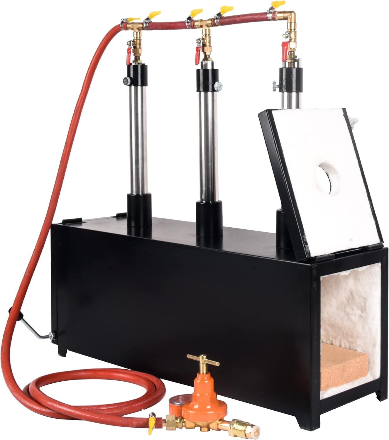 Propane Forge, Propane Knife Forge Three Burner w/1 door Large Capacity, Farriers Furnace Square Propane Burner Forge for Knife and Equipments - type: 3 Burner 2Door