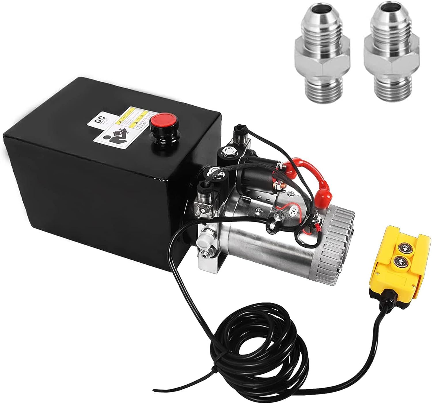 Hydraulic Pump 8 Quart 2 Gallon Hydraulic Power Unit Double Acting Metal Reservoir Dump Trailer Pump 12V DC Hydraulic Power Pump for Dump Trailer Car Lifting Forklifts Lifting Platforms