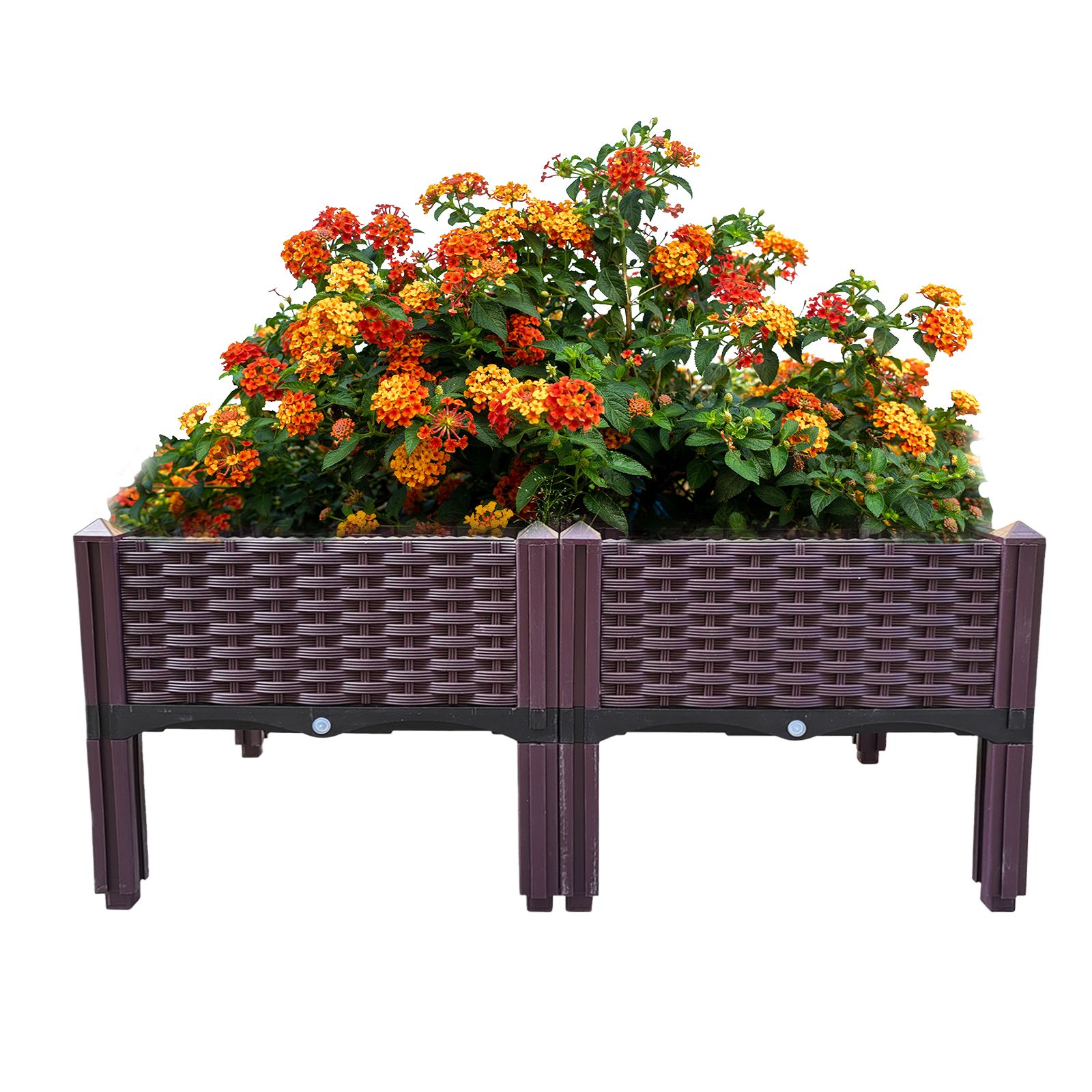 Plastic Raised Garden Bed, 2Pcs Planter Grow Boxes 14.5