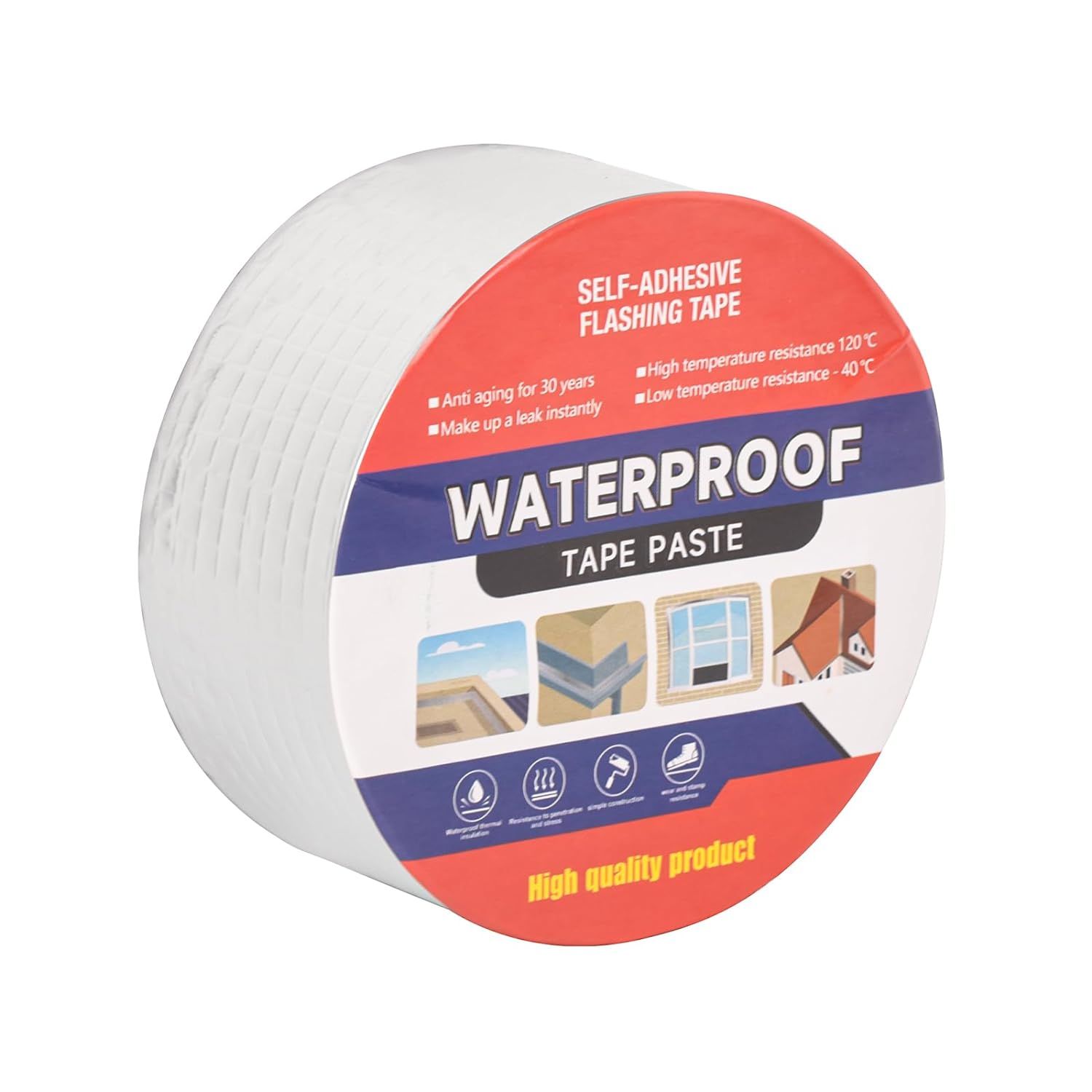 Waterproof Tape for Leaks Aluminum Butyl Tape with Adhesive for RV Repair, Glass Repairs, Air Mattress Patch, Window Caulking, Boat Sealing, Roof Patching - size: 2in x 16.4ft