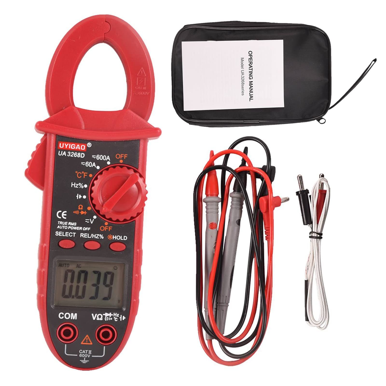 Digital Clamp Meter TRMS 6000 Counts, Clamp Multimeter AC/DC Voltage Clamp Meter 600A AC/DC Current Meter Auto-ranging Measures Resistance, Capacitance, Temperature, Diodes, Continuity