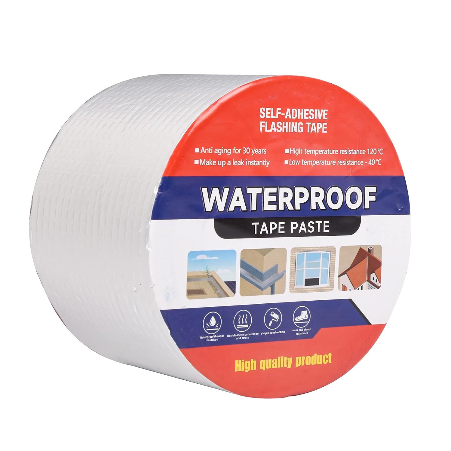 Waterproof Tape for Leaks Aluminum Butyl Tape with Adhesive for RV Repair, Glass Repairs, Air Mattress Patch, Window Caulking, Boat Sealing, Roof Patching - size: 4in x 32.8ft