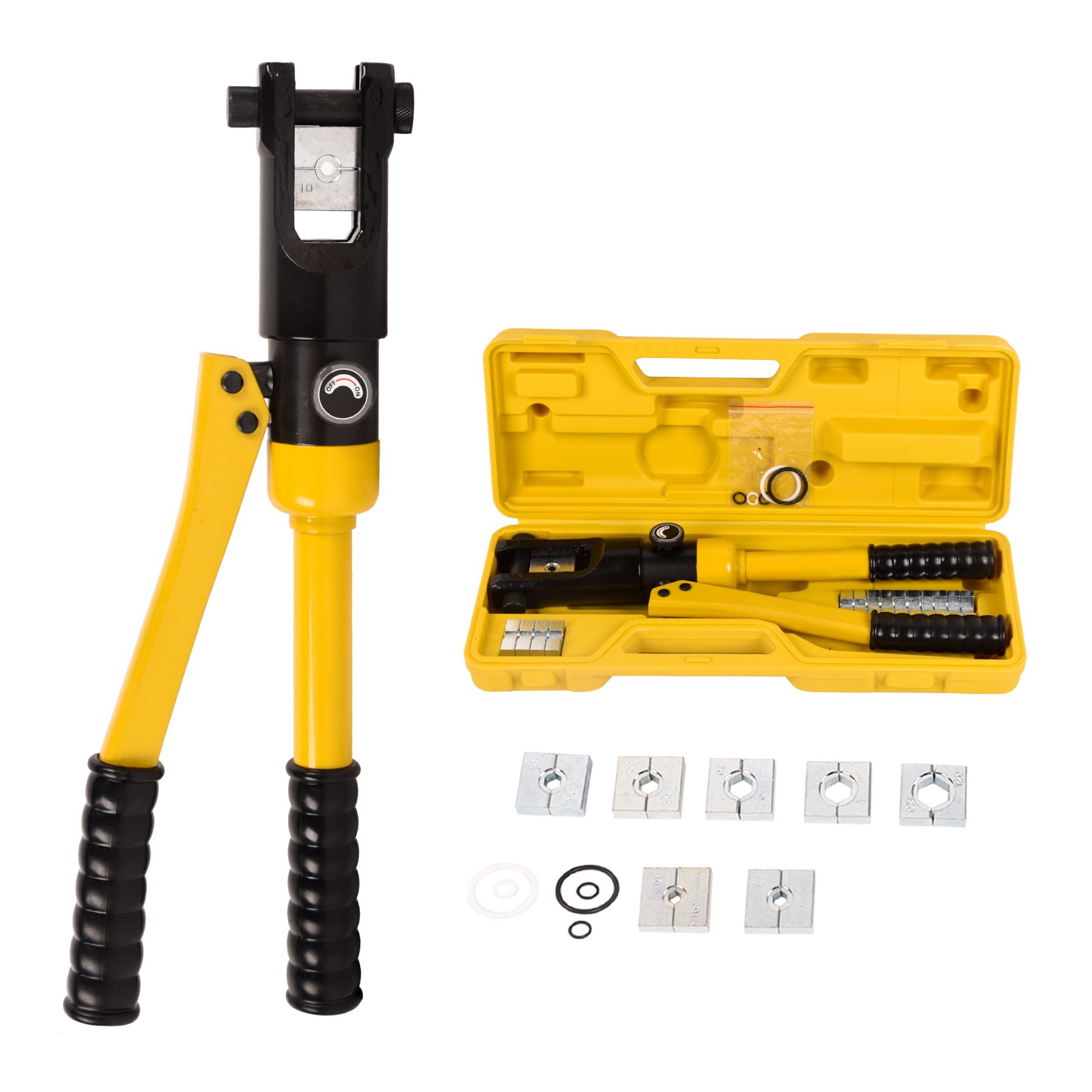 8 AWG-4/0 AWG Wire Hand Hydraulic Crimping Tool, Hydraulic Crimping Tool Set Cable Lug Terminal Crimper With 8 Pairs of Dies - Model: 12T