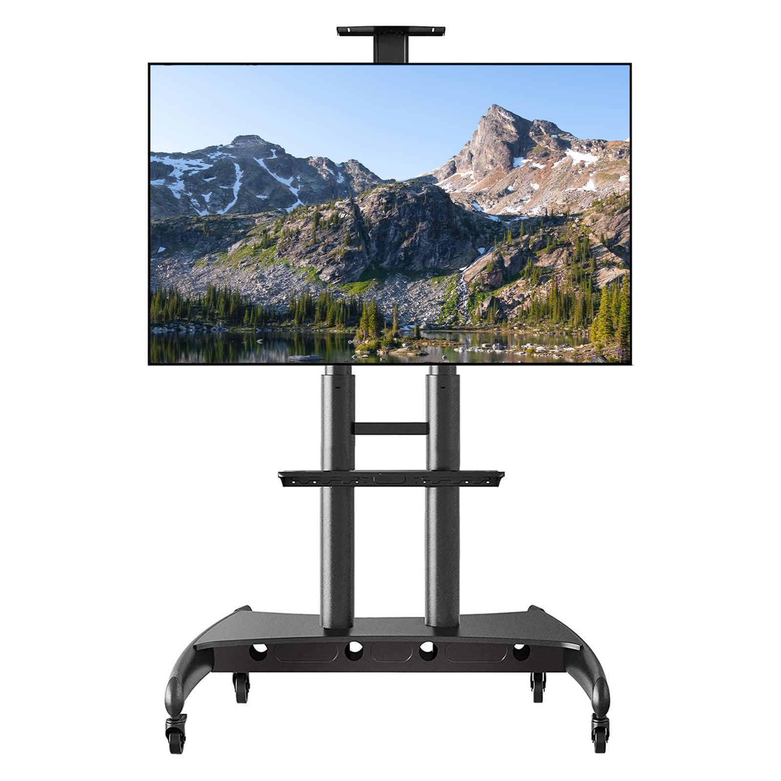 Mobile TV Stand Rolling TV Cart with Locking Wheels for 55-85 Inch TV Stand with Laptop Shelf