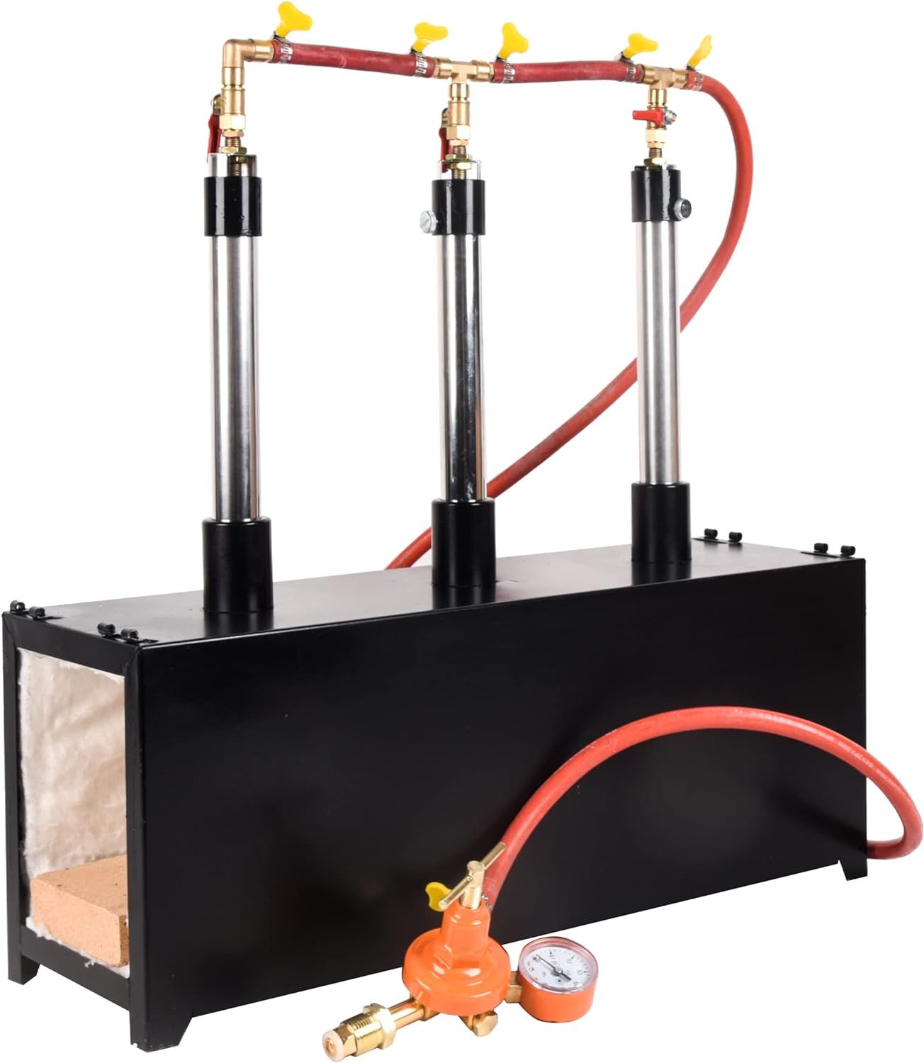 Propane Forge, Propane Knife Forge Three Burner w/1 door Large Capacity, Farriers Furnace Square Propane Burner Forge for Knife and Equipments - type: 3 Burner no Door