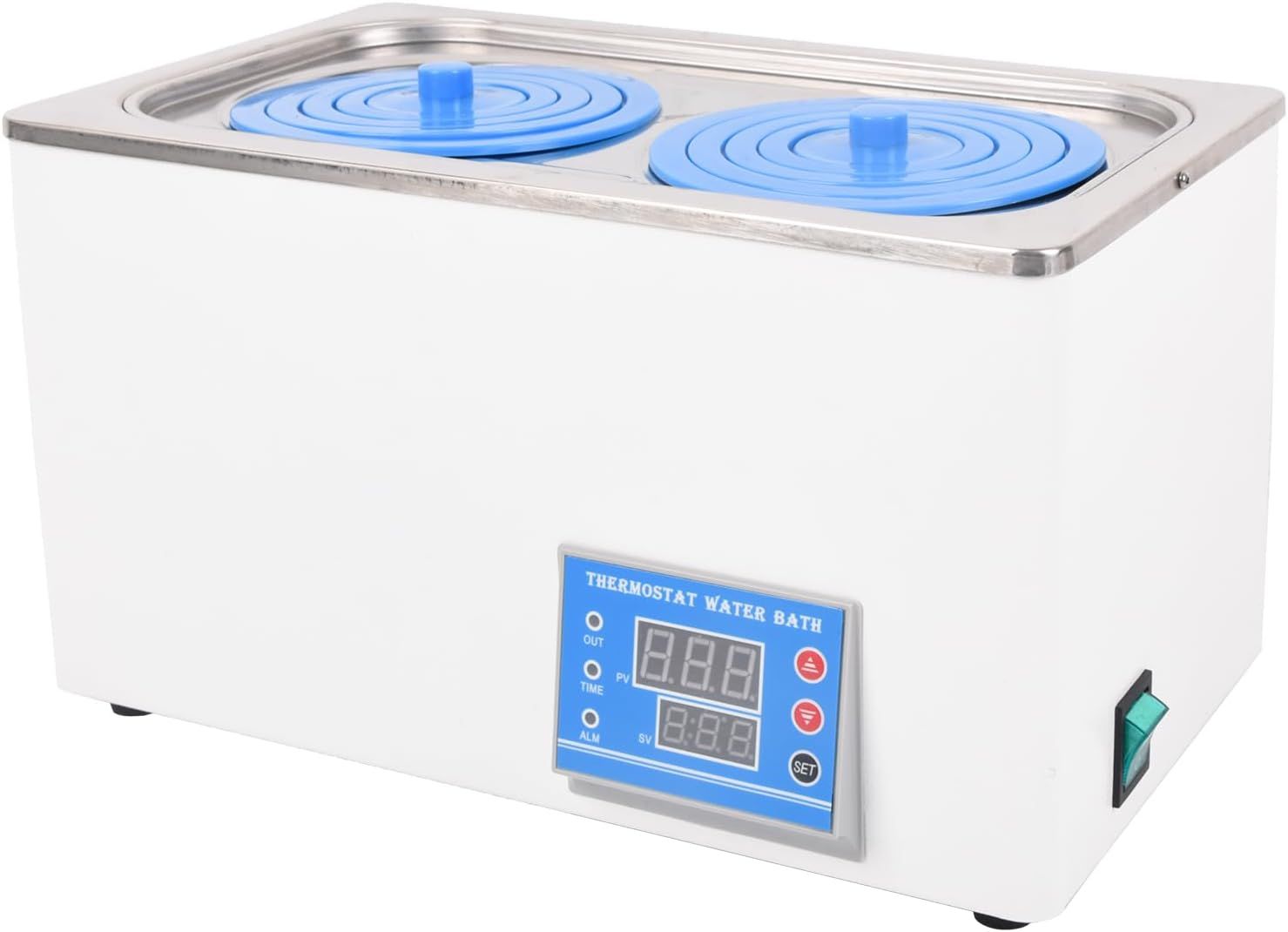 7L Thermostatic Water Bath, 600W Digital Lab Water Bath Heater with 2 Selectable Openings for Lab Use Chemical Biological Experiment, HH-2(110V, 60Hz)