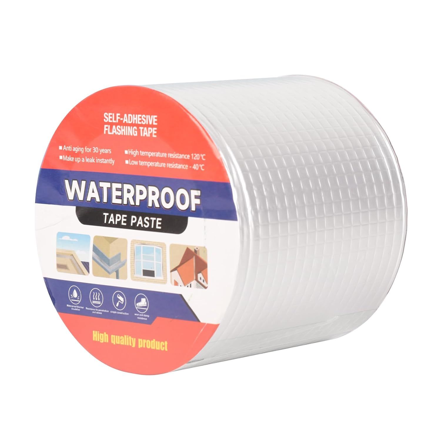 Waterproof Tape for Leaks Aluminum Butyl Tape with Adhesive for RV Repair, Glass Repairs, Air Mattress Patch, Window Caulking, Boat Sealing, Roof Patching - size: 4in x 16.4ft
