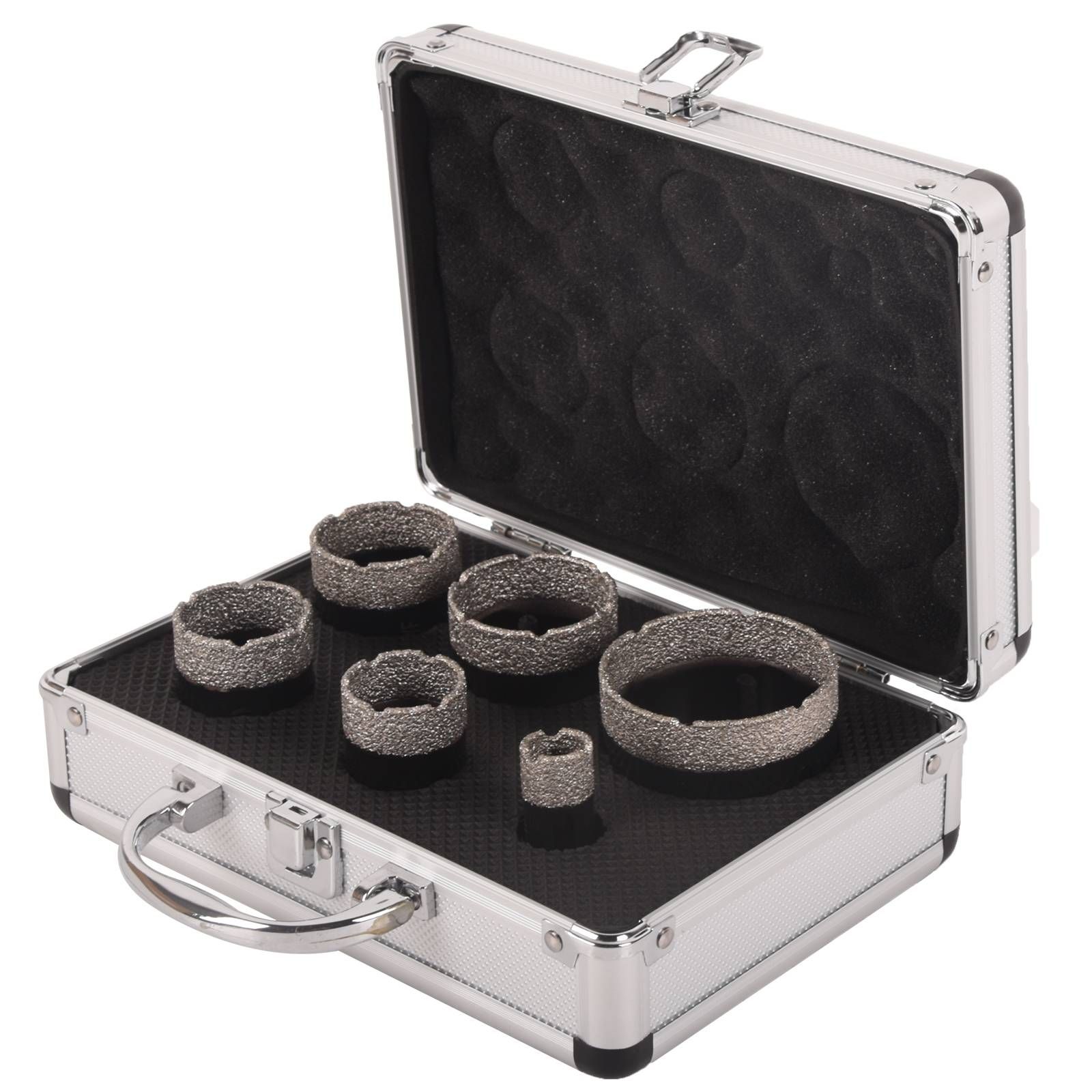 Diamond Hole Saw Kit, 6-Piece Diamond Core Drill Bits Set Tile Hole Saw Kit Vacuum Brazed Core Drill Bits(20-68mm) for Glass Marble Granite Stone Porcelain Tile Ceramic Brick