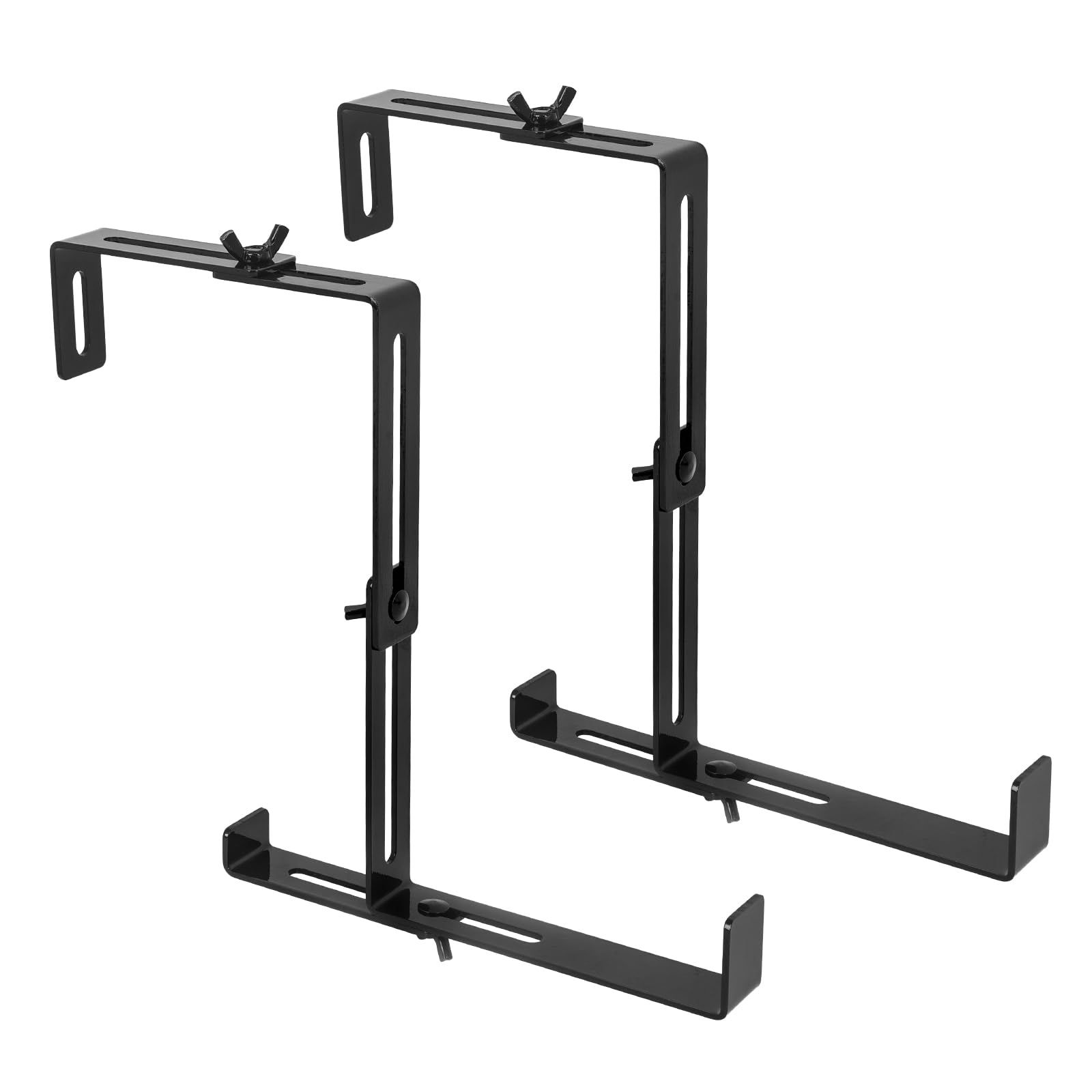 2pcs/4pcs Window Box Brackets, Adjustable Planter Box Brackets, Universal Steel Hanging Flower Box Brackets for Railings Deck Windowsill, No Drill Planter Brackets for Balcony, Fences, Patio - QTY: 2PCS