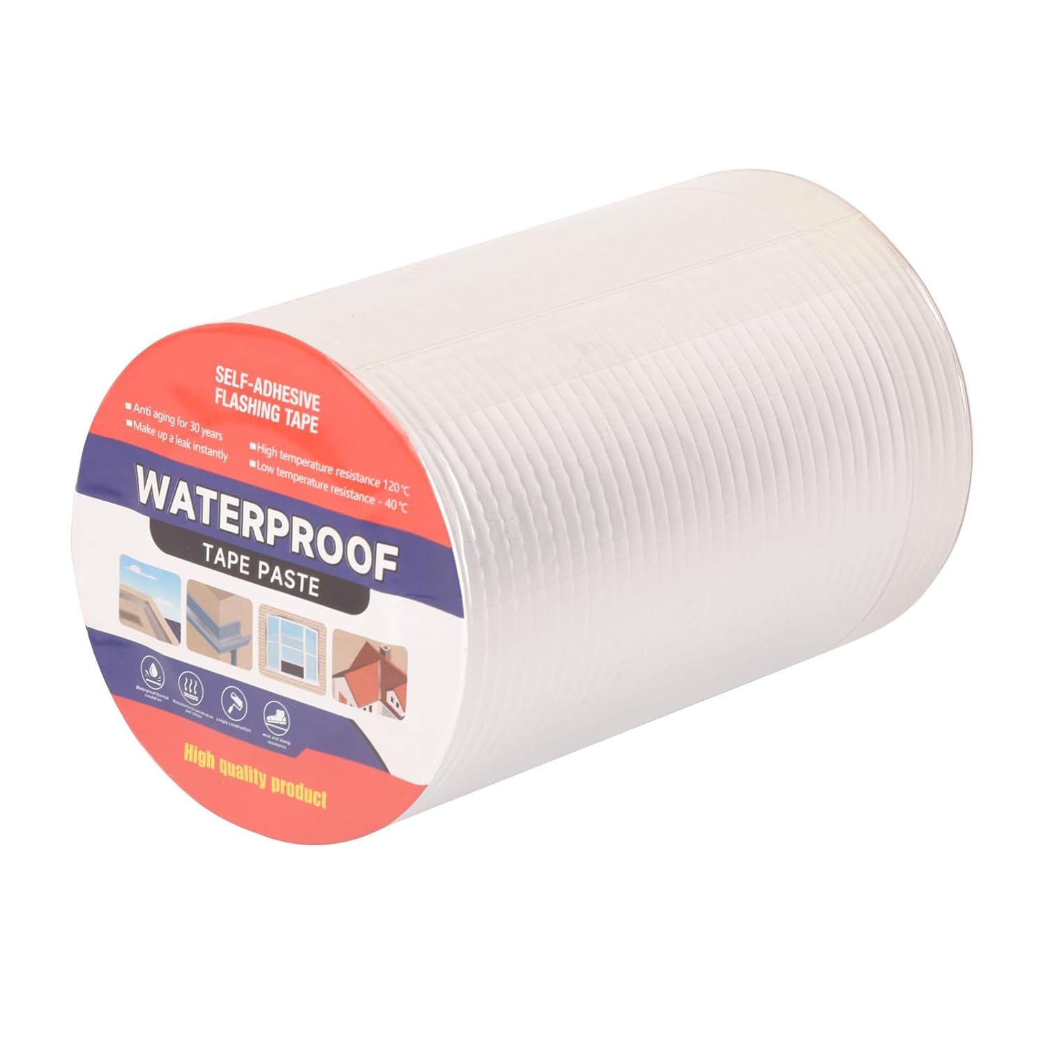 Waterproof Tape for Leaks Aluminum Butyl Tape with Adhesive for RV Repair, Glass Repairs, Air Mattress Patch, Window Caulking, Boat Sealing, Roof Patching - size: 8in x 32.8ft