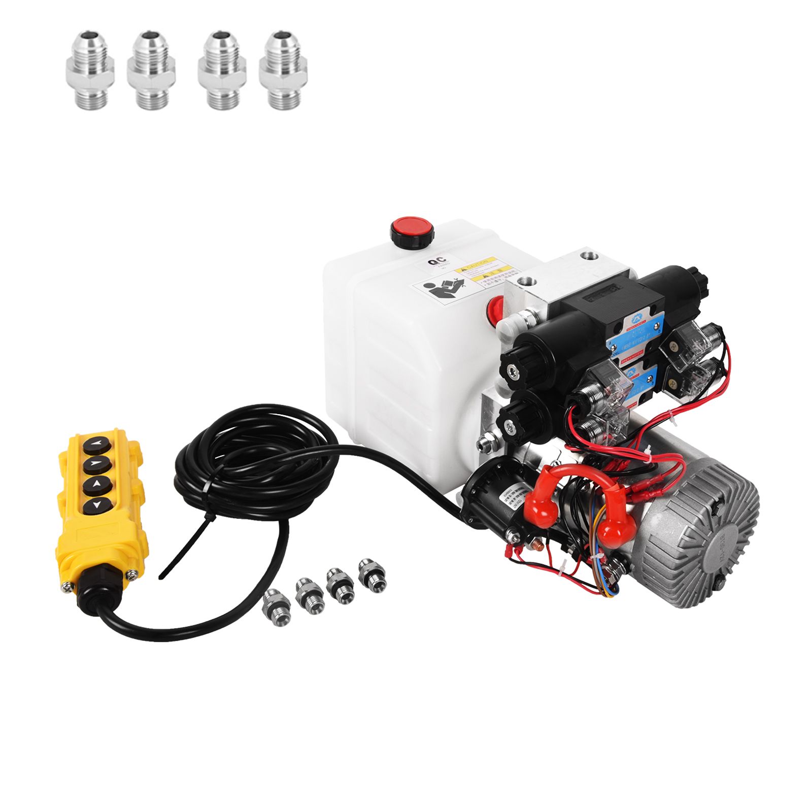 4.5 Quart Hydraulic Power Unit 12V DC Double Acting Double Solenoid Electric Trailer Pump
