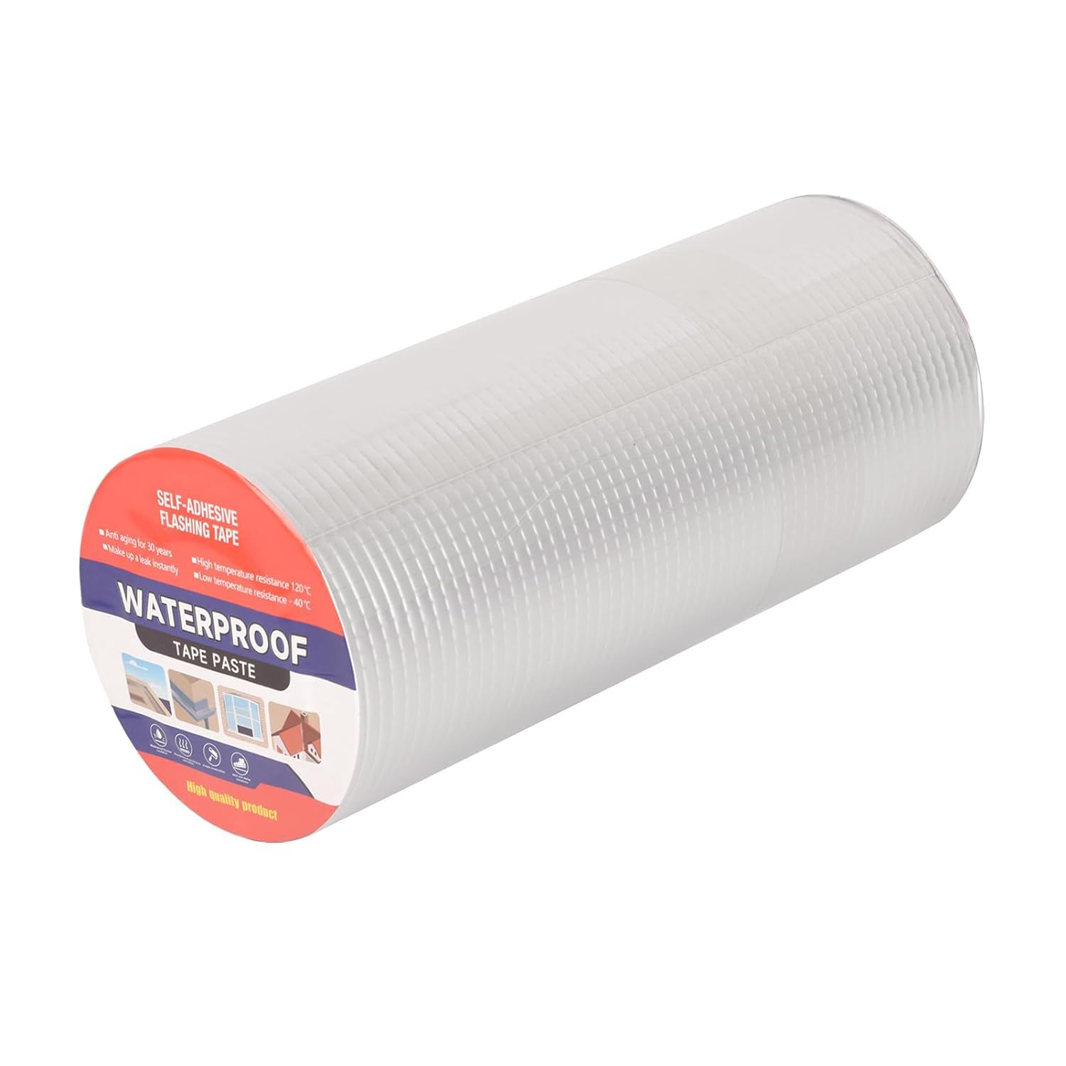 Waterproof Tape for Leaks Aluminum Butyl Tape with Adhesive for RV Repair, Glass Repairs, Air Mattress Patch, Window Caulking, Boat Sealing, Roof Patching - size: 12in x 32.8ft