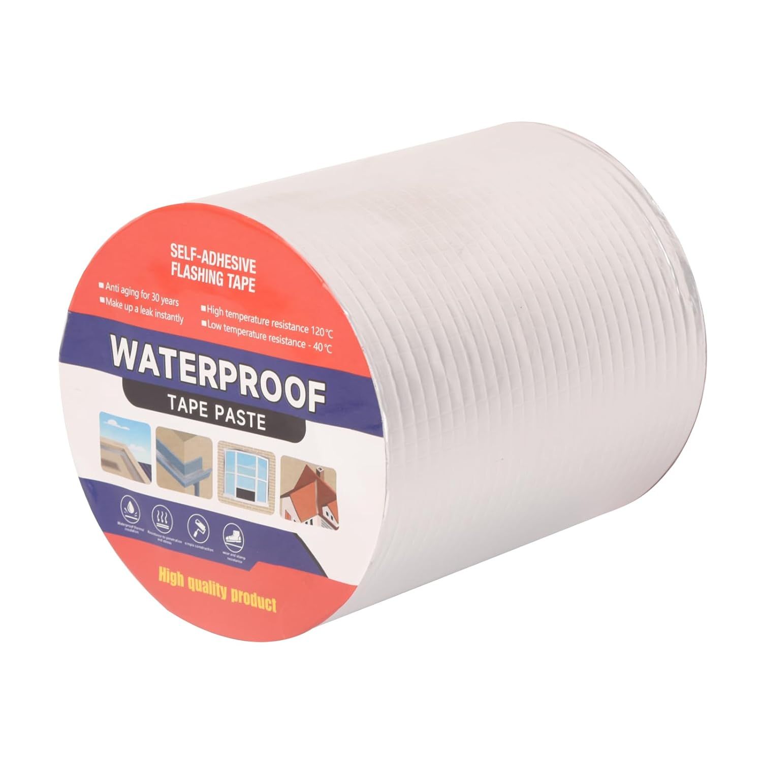 Waterproof Tape for Leaks Aluminum Butyl Tape with Adhesive for RV Repair, Glass Repairs, Air Mattress Patch, Window Caulking, Boat Sealing, Roof Patching - size: 6in x 32.8ft